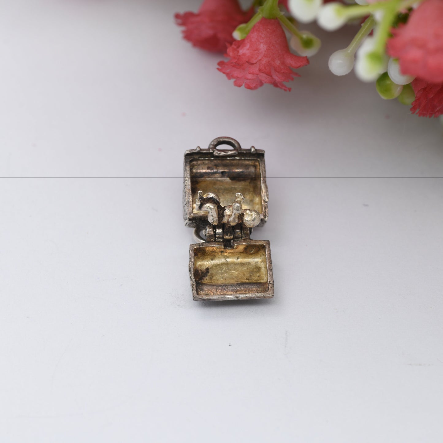 Vintage Sterling Silver Dr Stork Bag Charm - Doctor's Bag Opening to Reveal a Baby