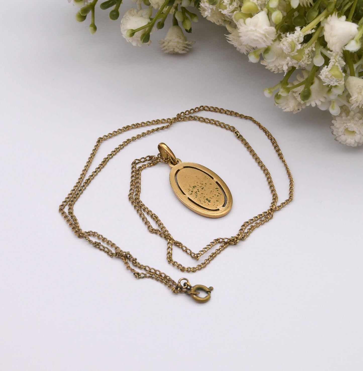 Vintage Rolled Gold Virgin Mary Pendant Necklace