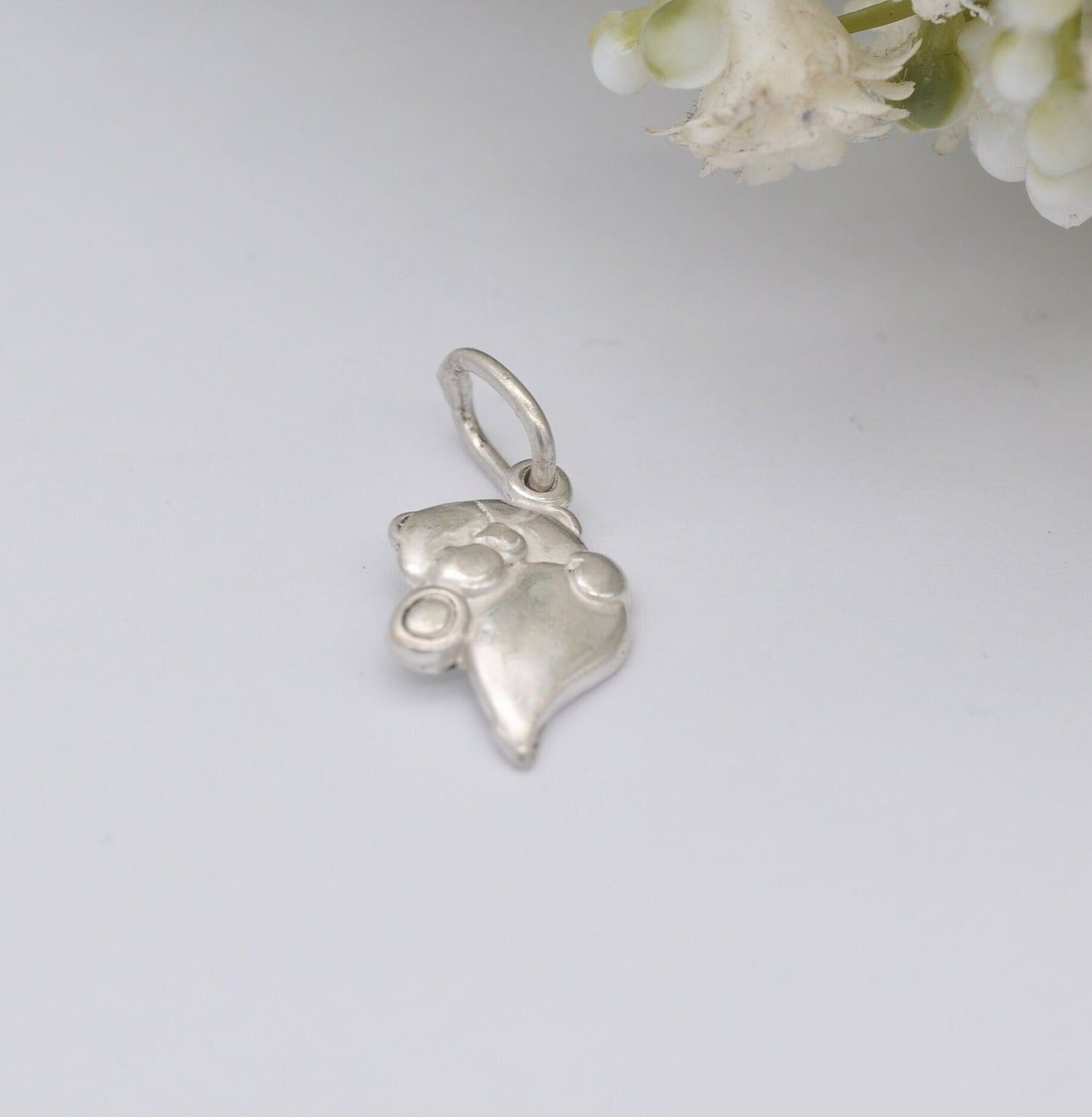 Sterling Silver Forever Friends Bear Charm Pendant - Teddy Bear Hugging a Love Heart | Hallmark Gift