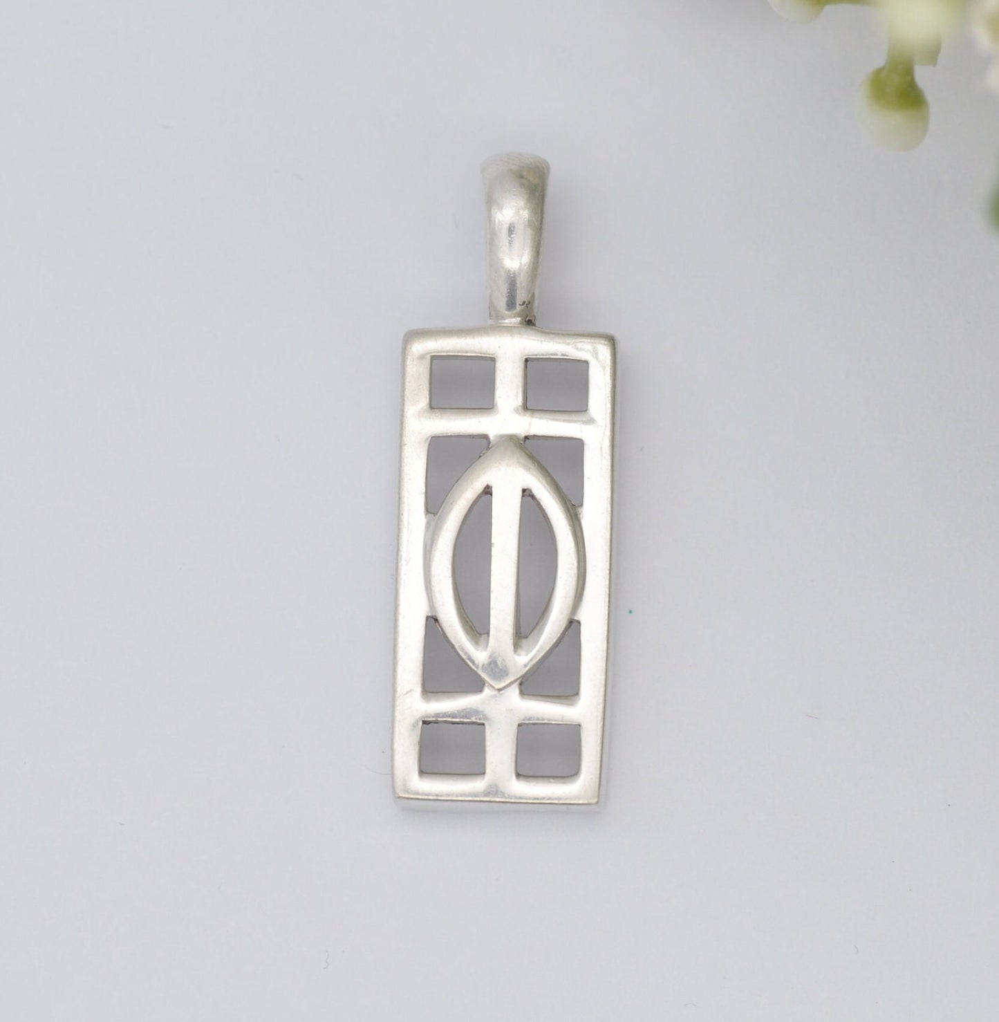 Vintage Kit Heath Sterling Silver Celtic Openwork Pendant 1990s - Rectangle Symbol