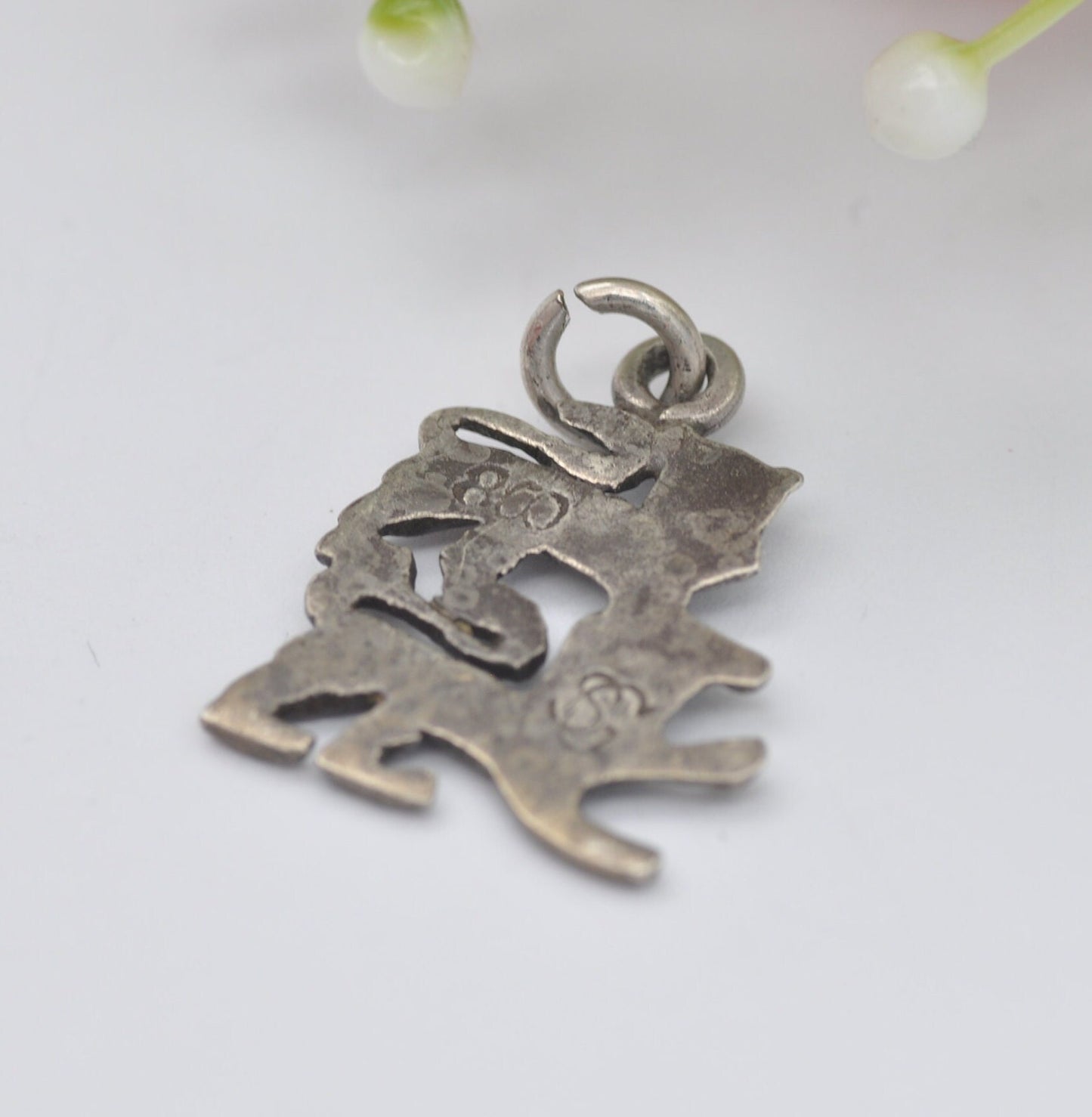 Antique Silver Normandy Lions Charm Pendant - William the Conqueror Coat of Arms | Two Lions Passant
