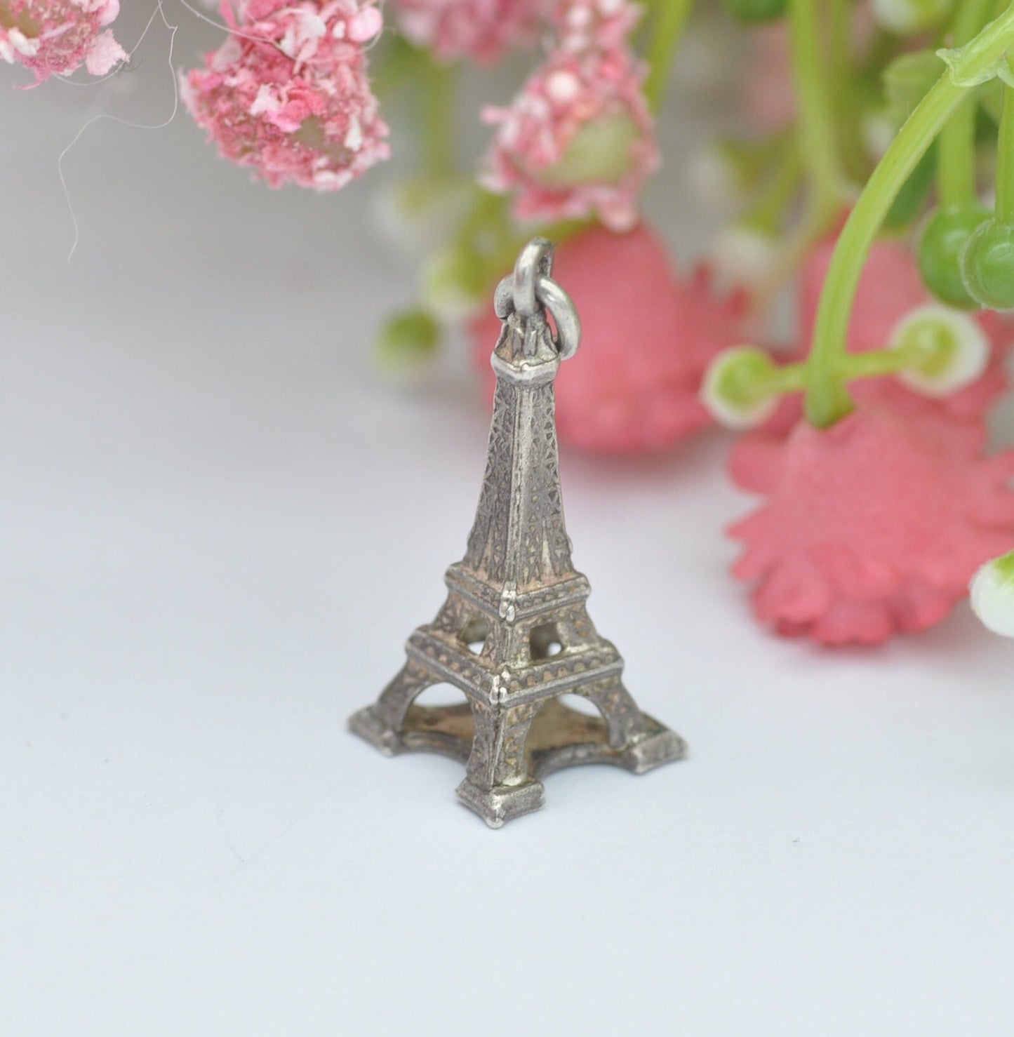Vintage Sterling Silver Eiffel Tower Charm Pendant - Paris France Souvenir