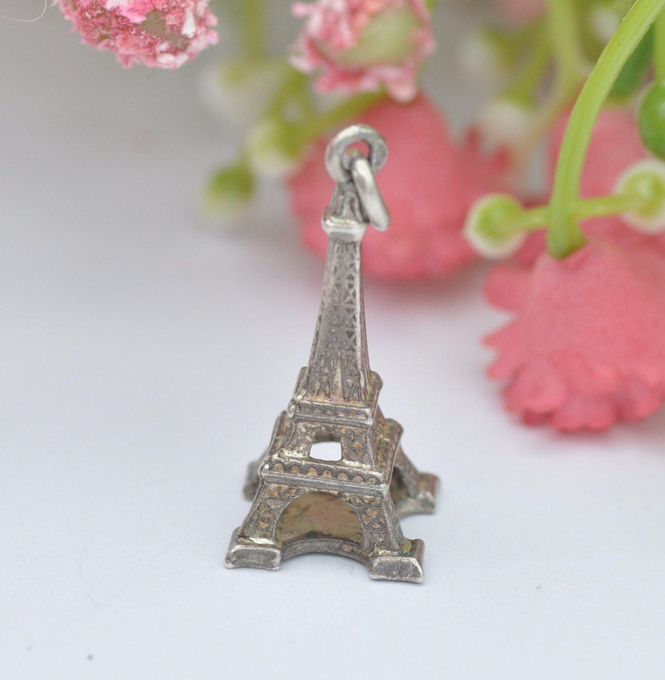 Vintage Sterling Silver Eiffel Tower Charm Pendant - Paris France Souvenir