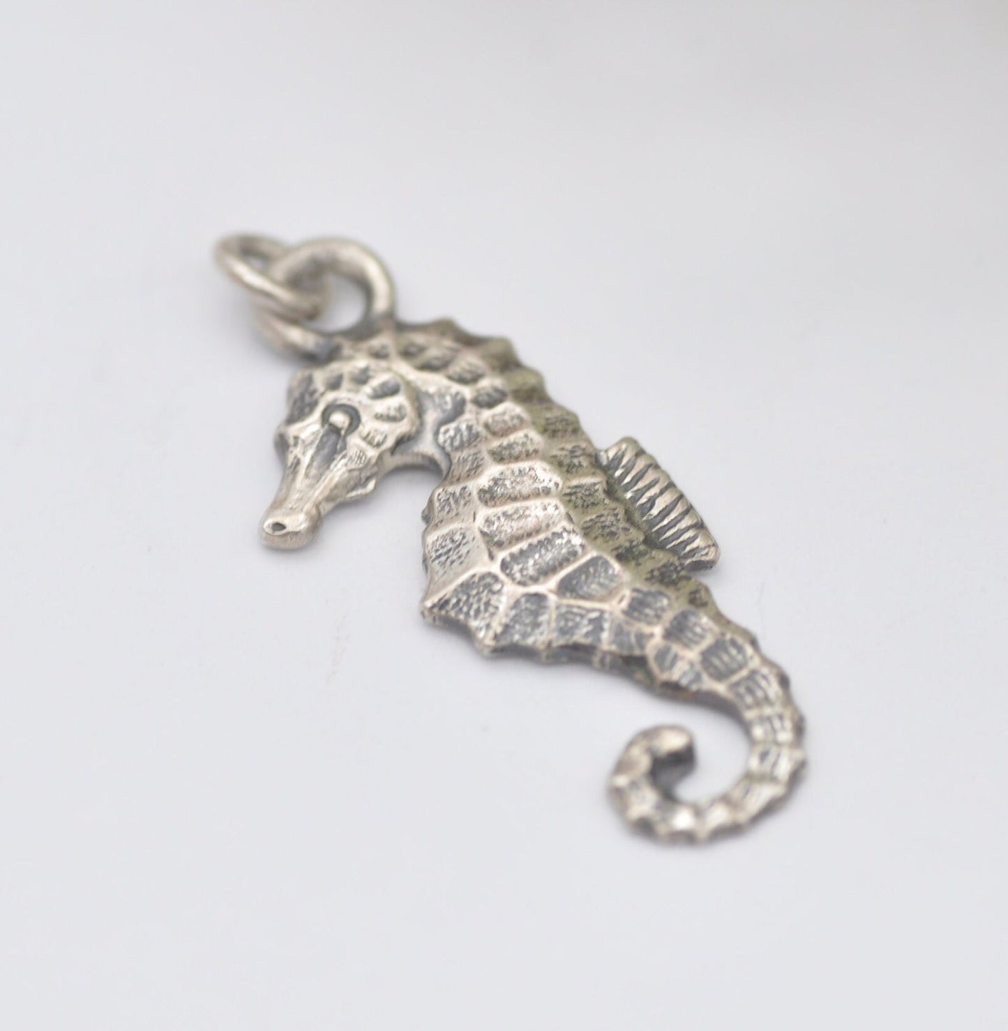 Vintage Sterling Silver Seahorse Charm Pendant - Detailed Animal Gift