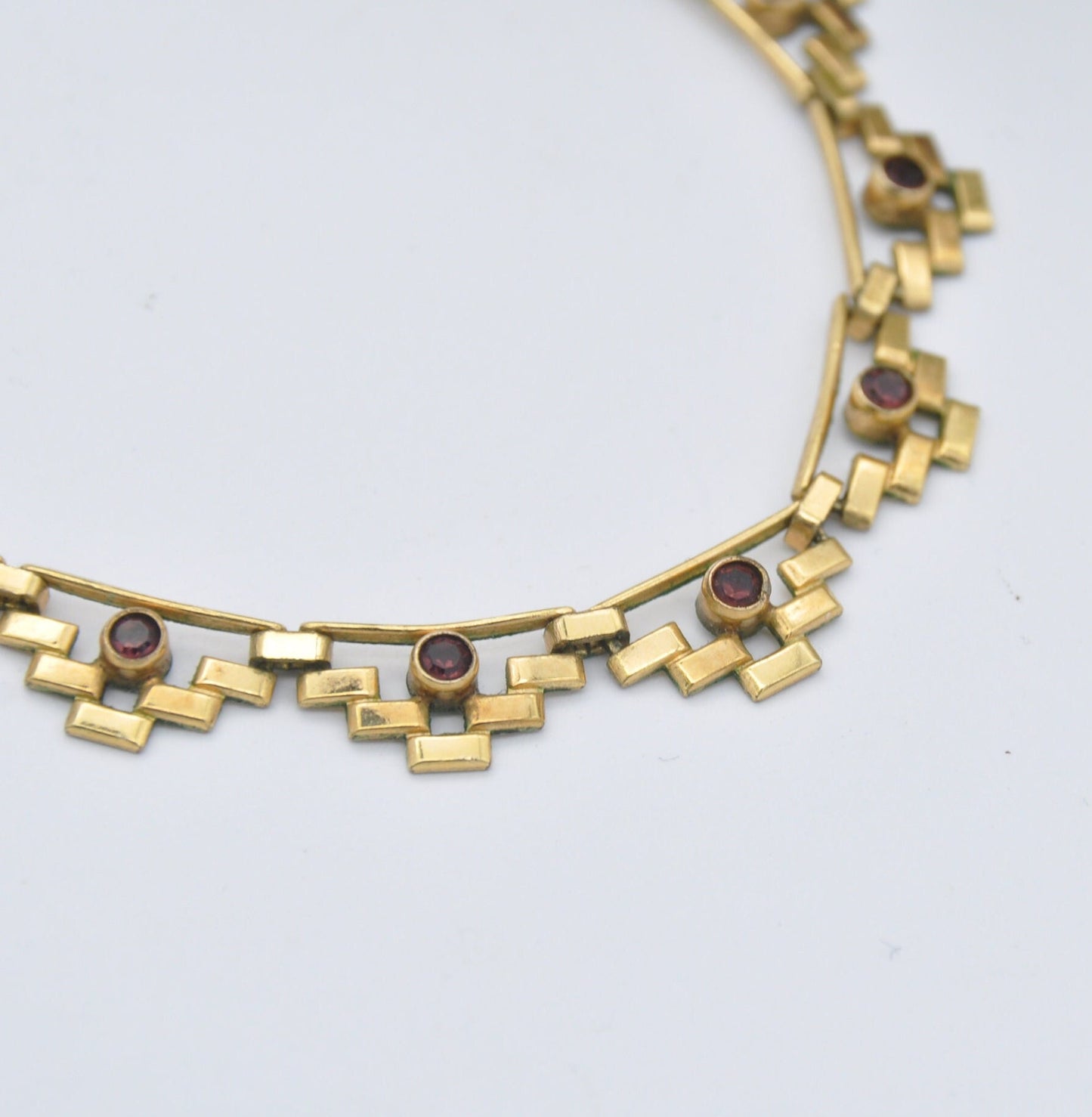 Vintage Kordes and Lichtenfels Rolled Gold Choker Necklace with Purple Paste - K&L Mid-Century | Brickwork Brick Link