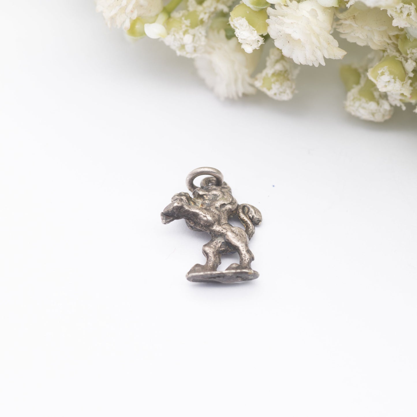 Vintage Sterling Silver Lion Rampant Charm Pendant - Scottish Lion Standing