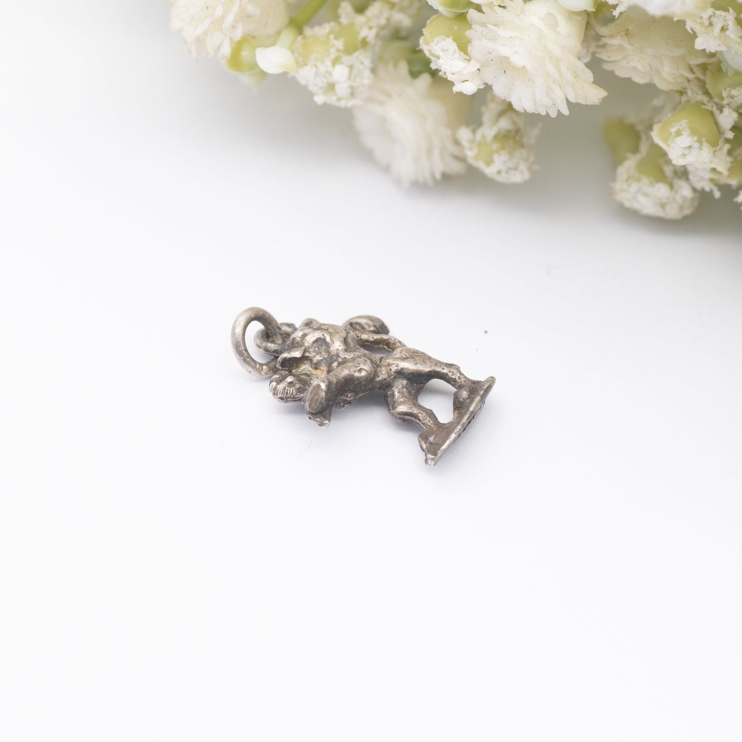 Vintage Sterling Silver Lion Rampant Charm Pendant - Scottish Lion Standing