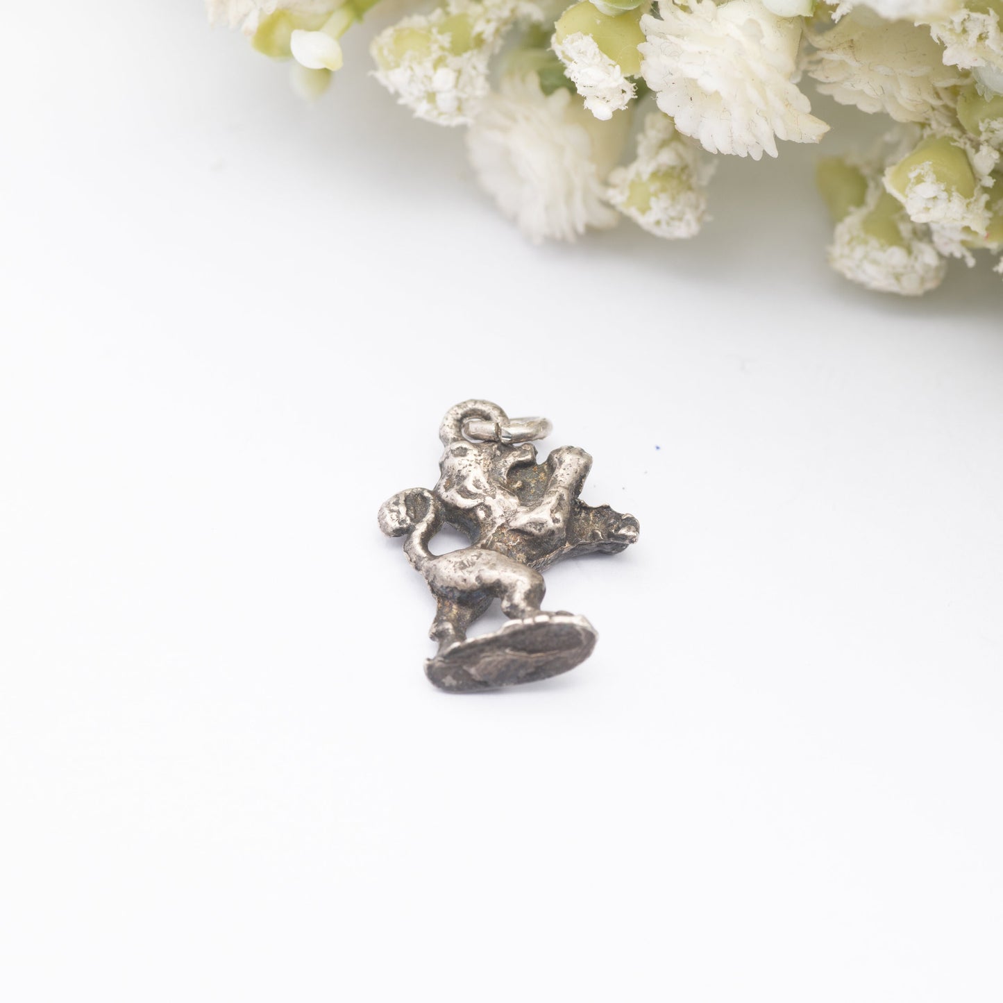 Vintage Sterling Silver Lion Rampant Charm Pendant - Scottish Lion Standing