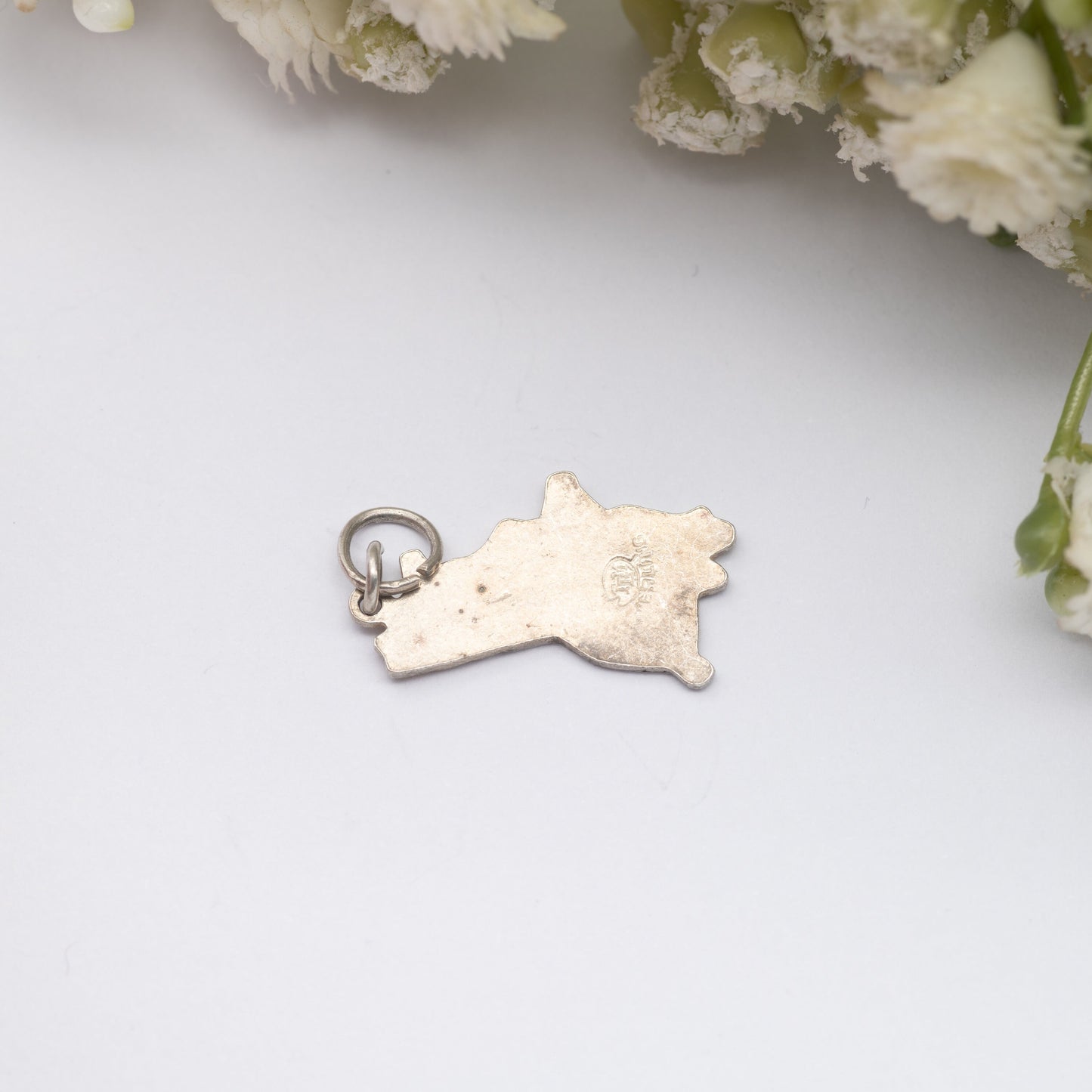 Vintage Sterling Silver Barbados TLM Enamel Souvenir Charm Pendant - Caribbean Island Map | Tourist Charm | Scrap Book | Charm Bracelet
