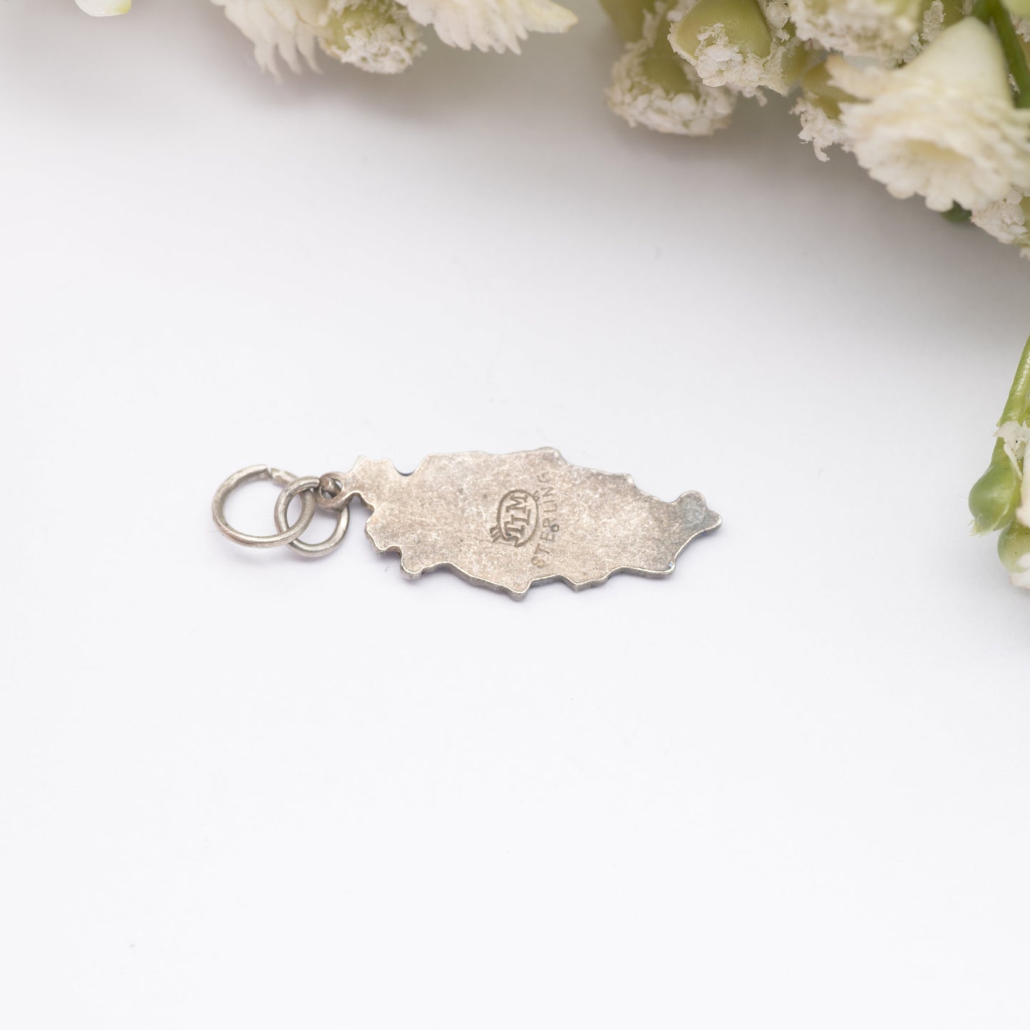 Vintage Sterling Silver Tobago TLM Enamel Souvenir Charm Pendant - Caribbean Island Map | Tourist Charm | Scrap Book | Charm Bracelet