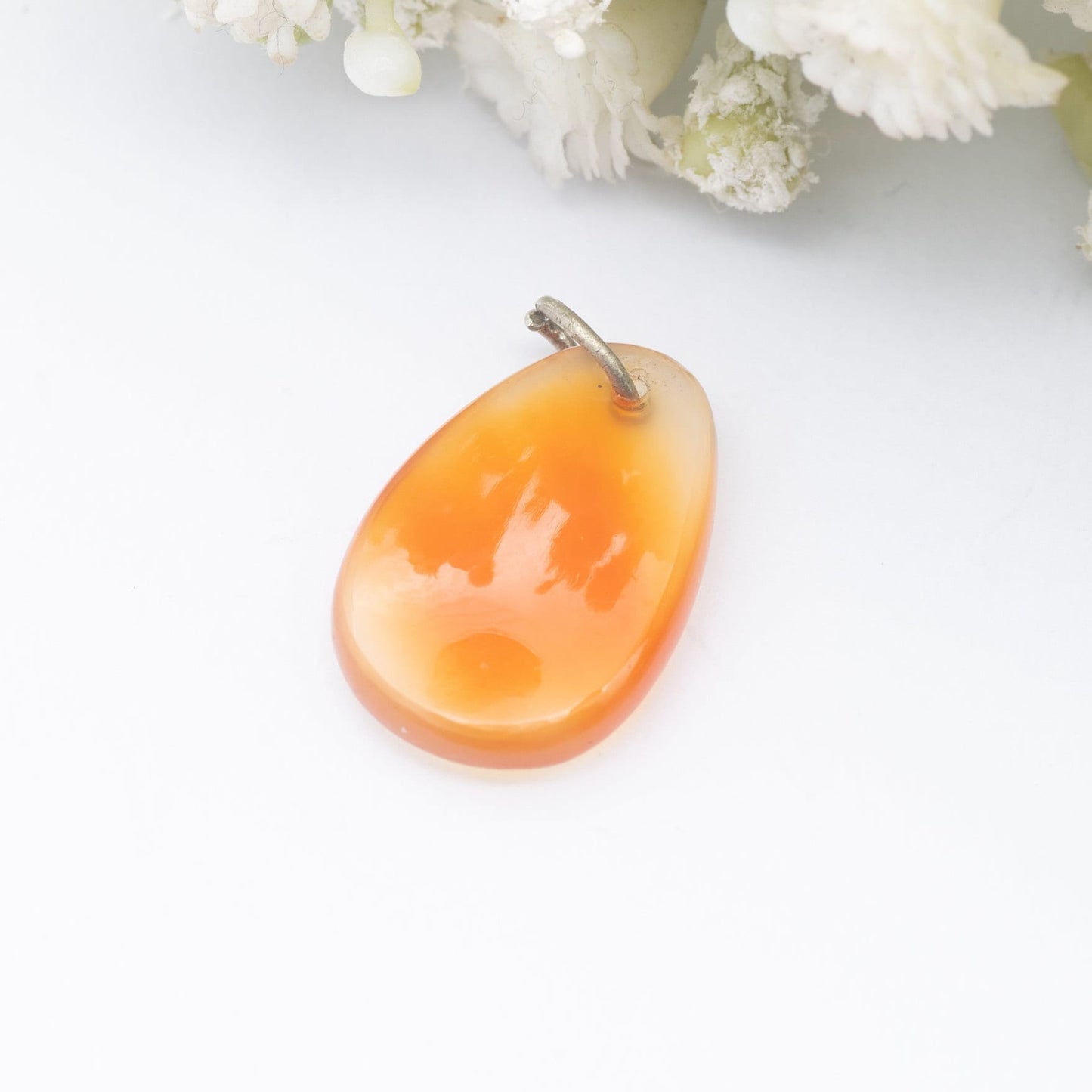 Vintage Carnelian Pendant - Smooth Cut Gemstone | Tumbled Stone Necklace Charm