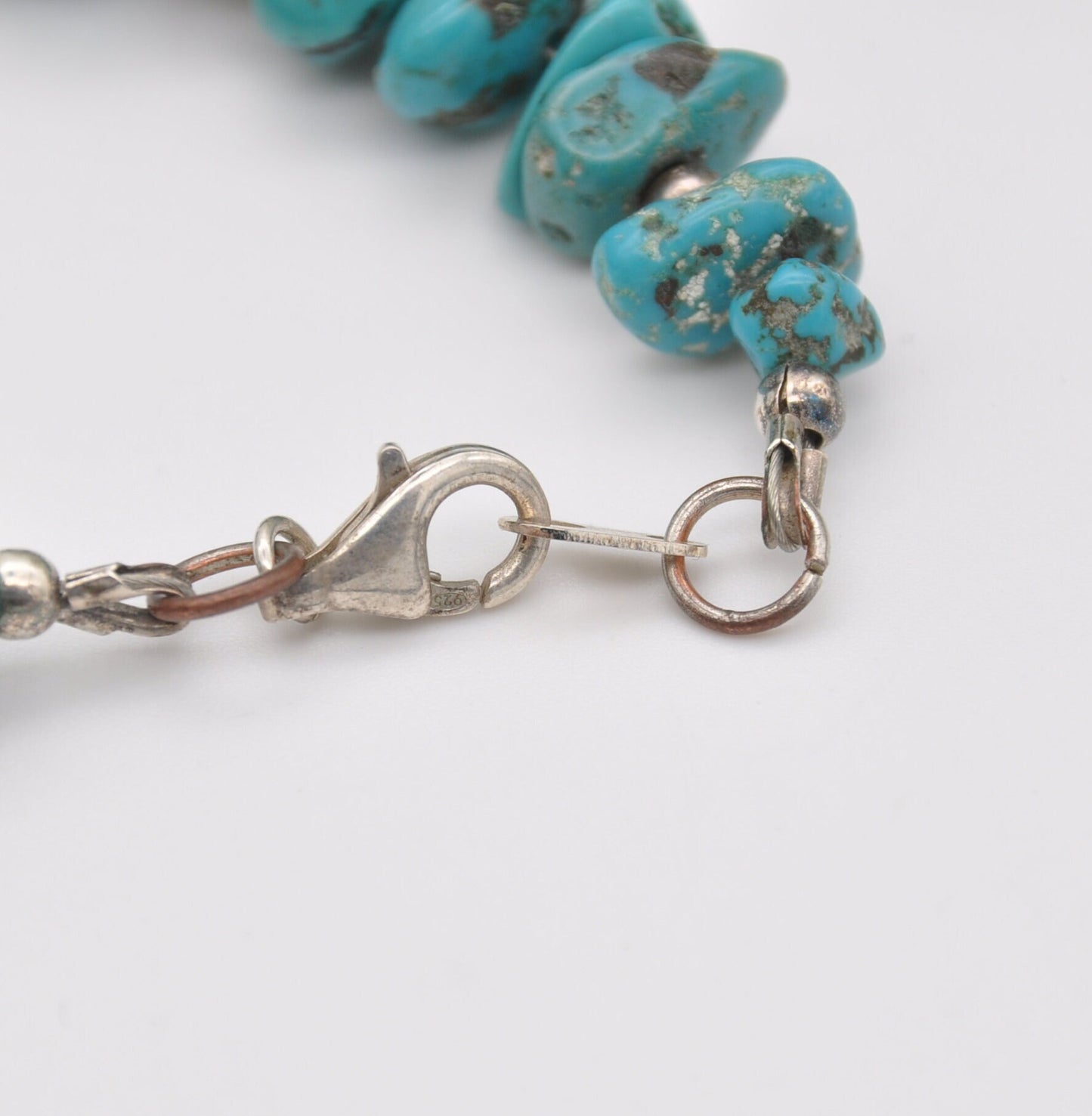 Sterling Silver Clasp Tumbled Turquoise Bracelet - Graduating Gemstone Size