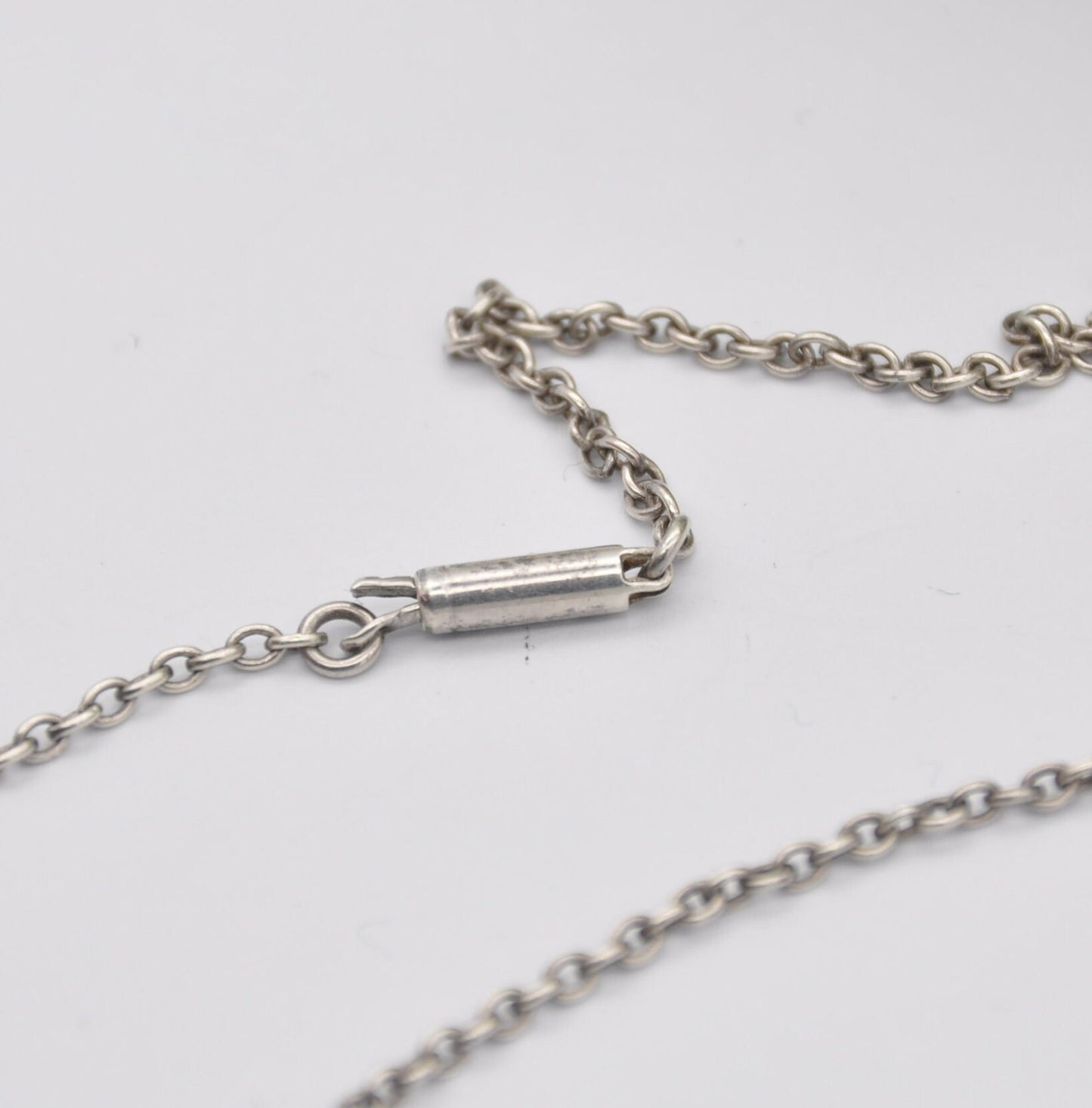 Antique Art Deco Silver Necklace with Cut Glass Crystal Paste Pendant Drop
