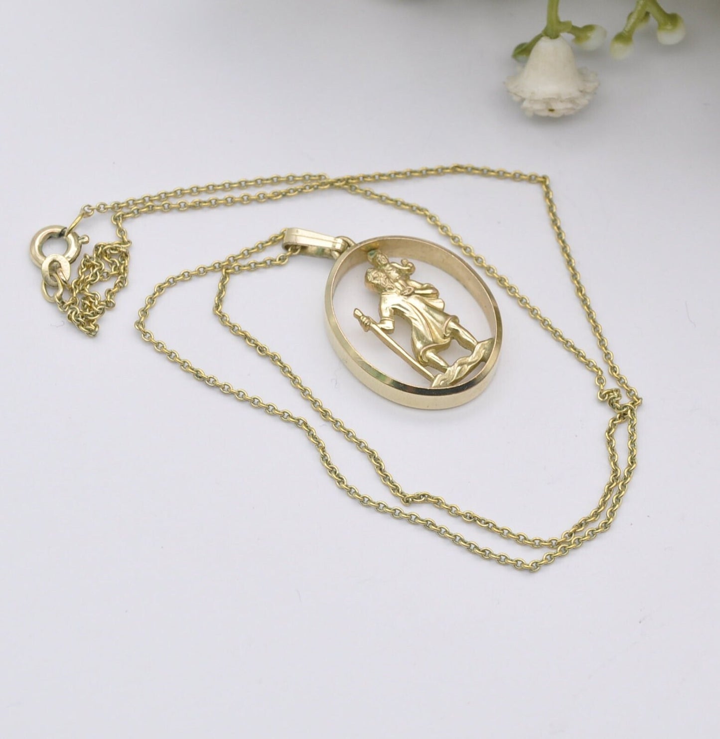 Vintage Kollmar & Jourdan St Christopher Pendant Necklace on Original Chain - Gold Plated | German Designers KJ | Mid-Century Costume