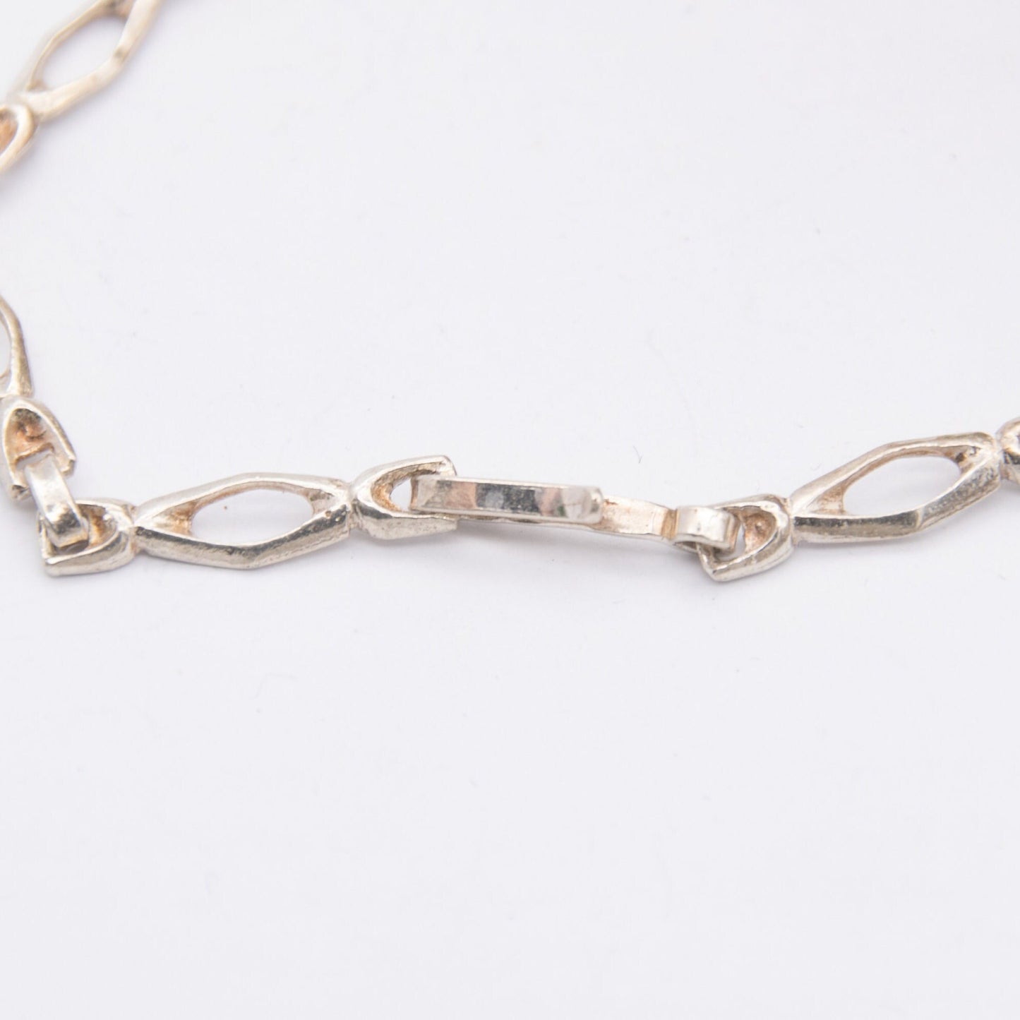 Vintage Sterling Silver Hook Clasp Bracelet - Small Openwork Panels | Unisex Silver