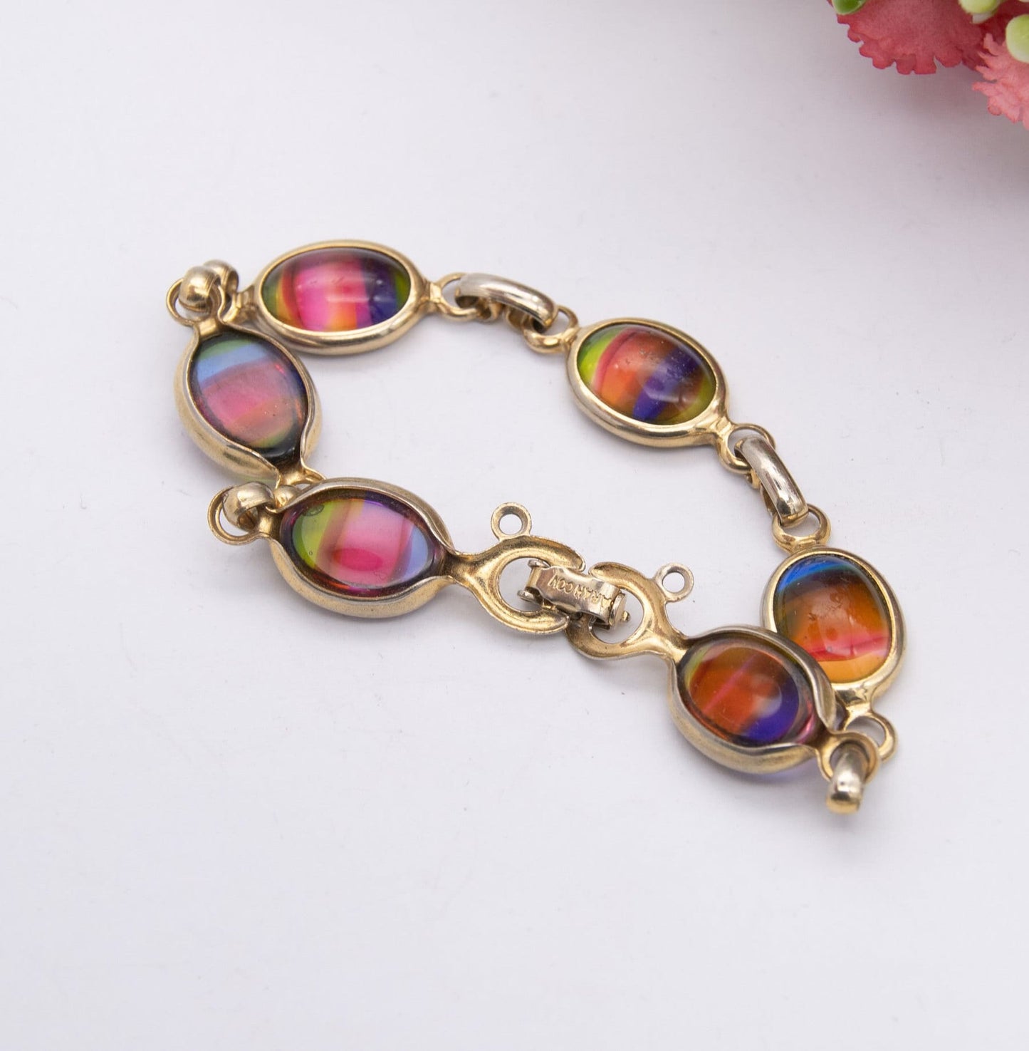 Vintage Sarah Coventry Rainbow Glass Bracelet - Signed Branded Jewellery | Mid-Century Designer