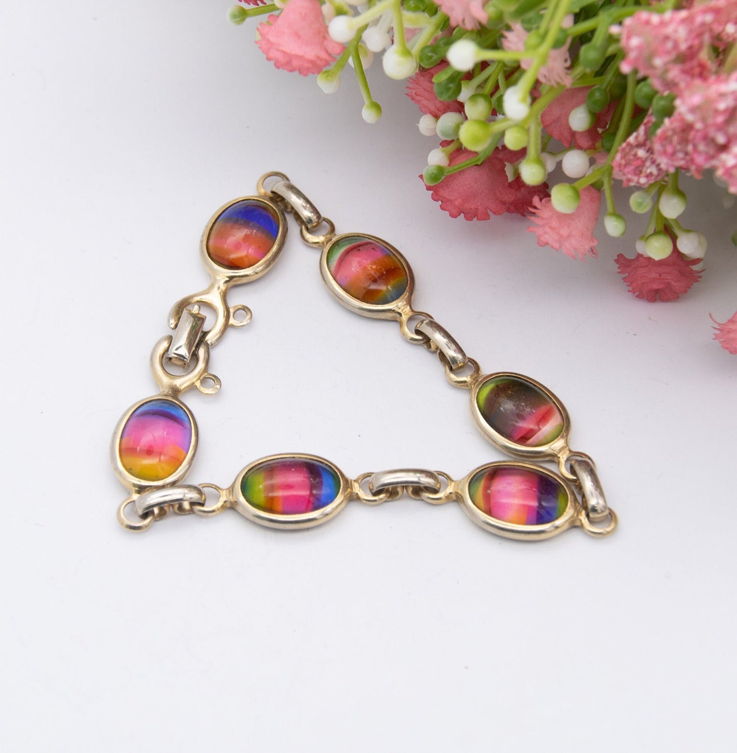 Vintage Sarah Coventry Rainbow Glass Bracelet - Signed Branded Jewellery | Mid-Century Designer