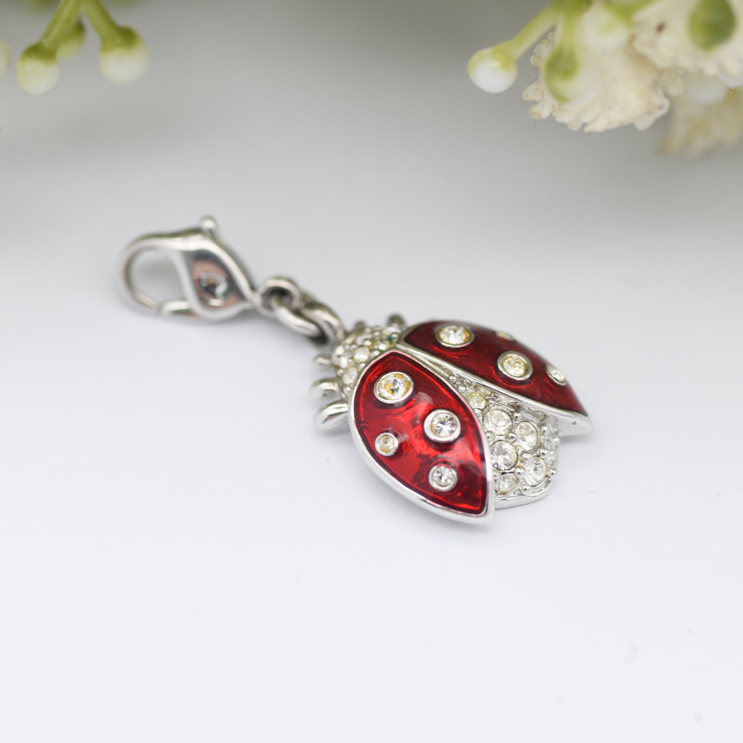 Swarovski Ladybird Charm Pendant - Red Enamel and Sparkly Crystals