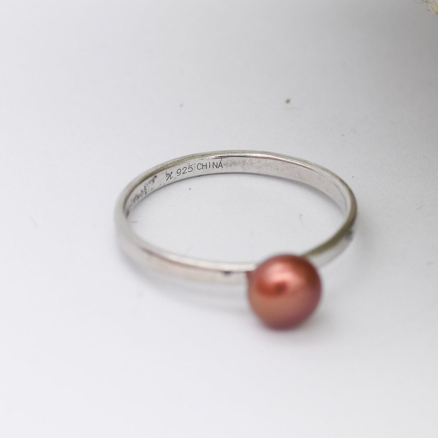 Sterling Silver Honora Pearl Ring - Copper Peach Colour Cultured Pearl | UK Size - M | US Size - 6 1/4