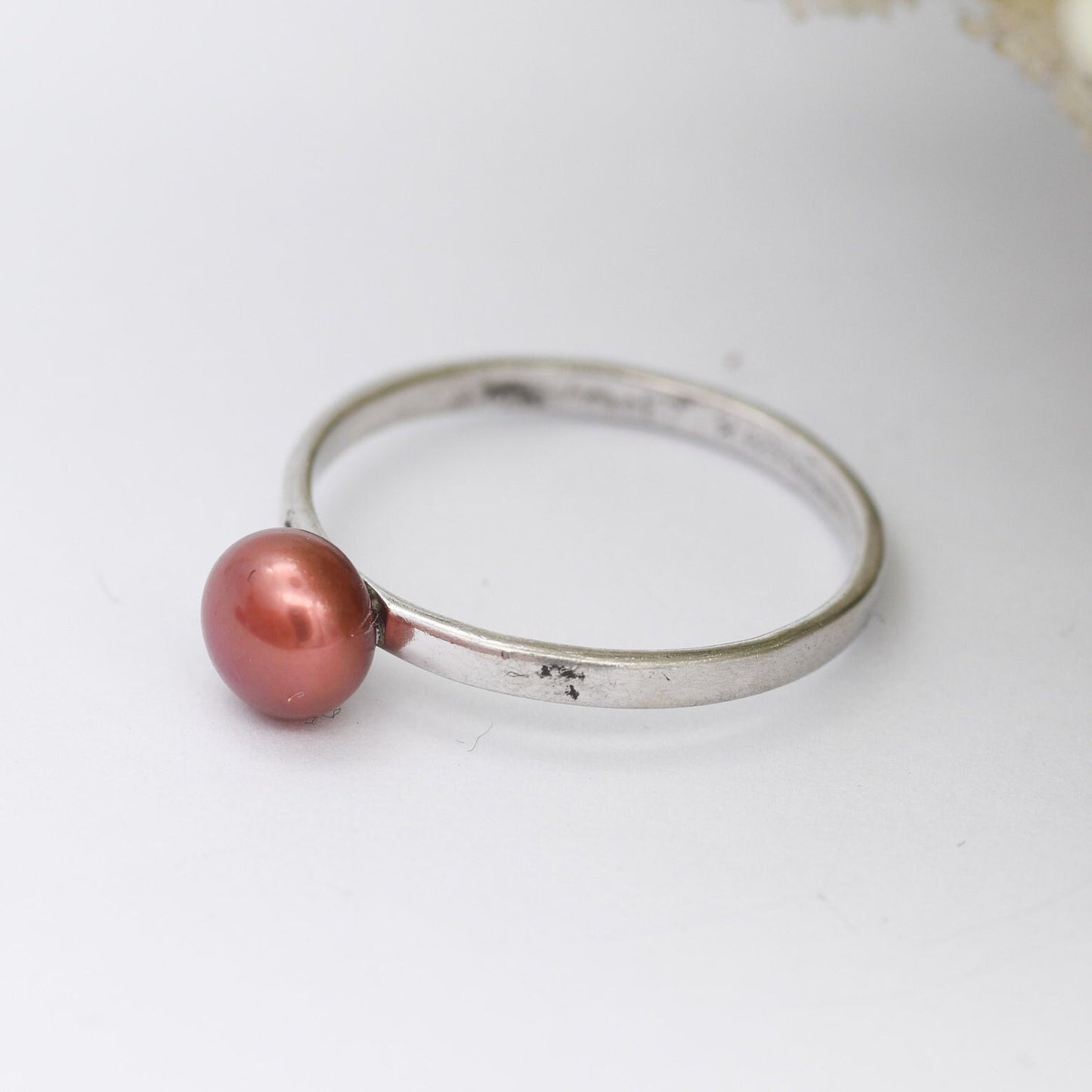 Sterling Silver Honora Pearl Ring - Copper Peach Colour Cultured Pearl | UK Size - M | US Size - 6 1/4