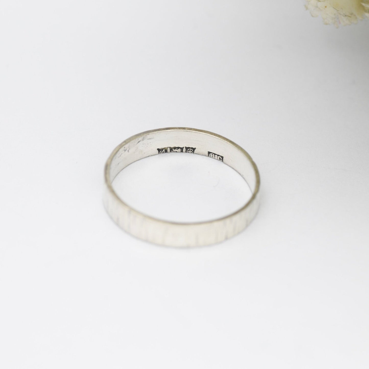 Vintage Sterling Silver Bark Textured Band Ring 1970 - Minimalist Mid-Century | UK Size - Q | US Size - 8 1/4