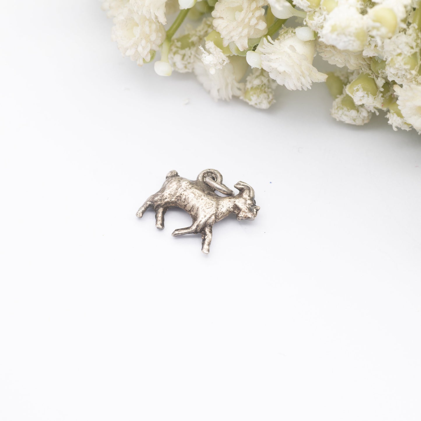 Vintage Sterling Silver Goat Charm Pendant - Farm Animal | Aries Ram | Charm Bracelet