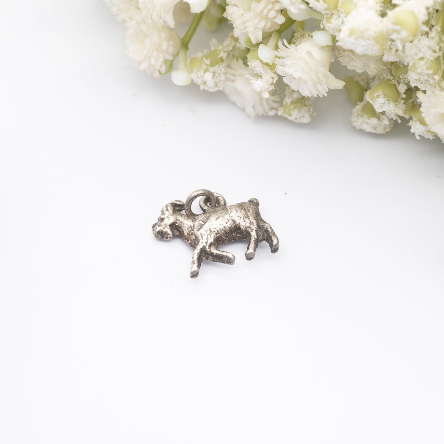 Vintage Sterling Silver Goat Charm Pendant - Farm Animal | Aries Ram | Charm Bracelet