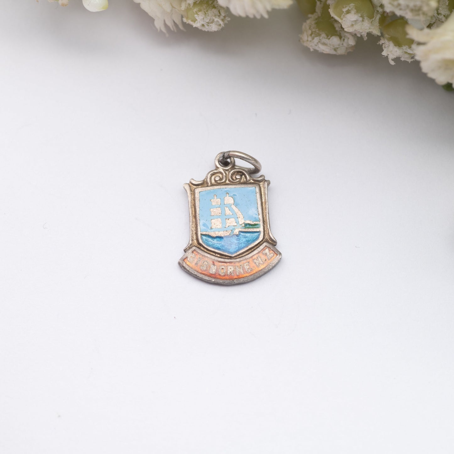 Vintage Sterling Silver Gisborne NZ Enamel Souvenir Shield Charm Pendant - New Zealand Tourist | Charm Bracelet | Scrap Book
