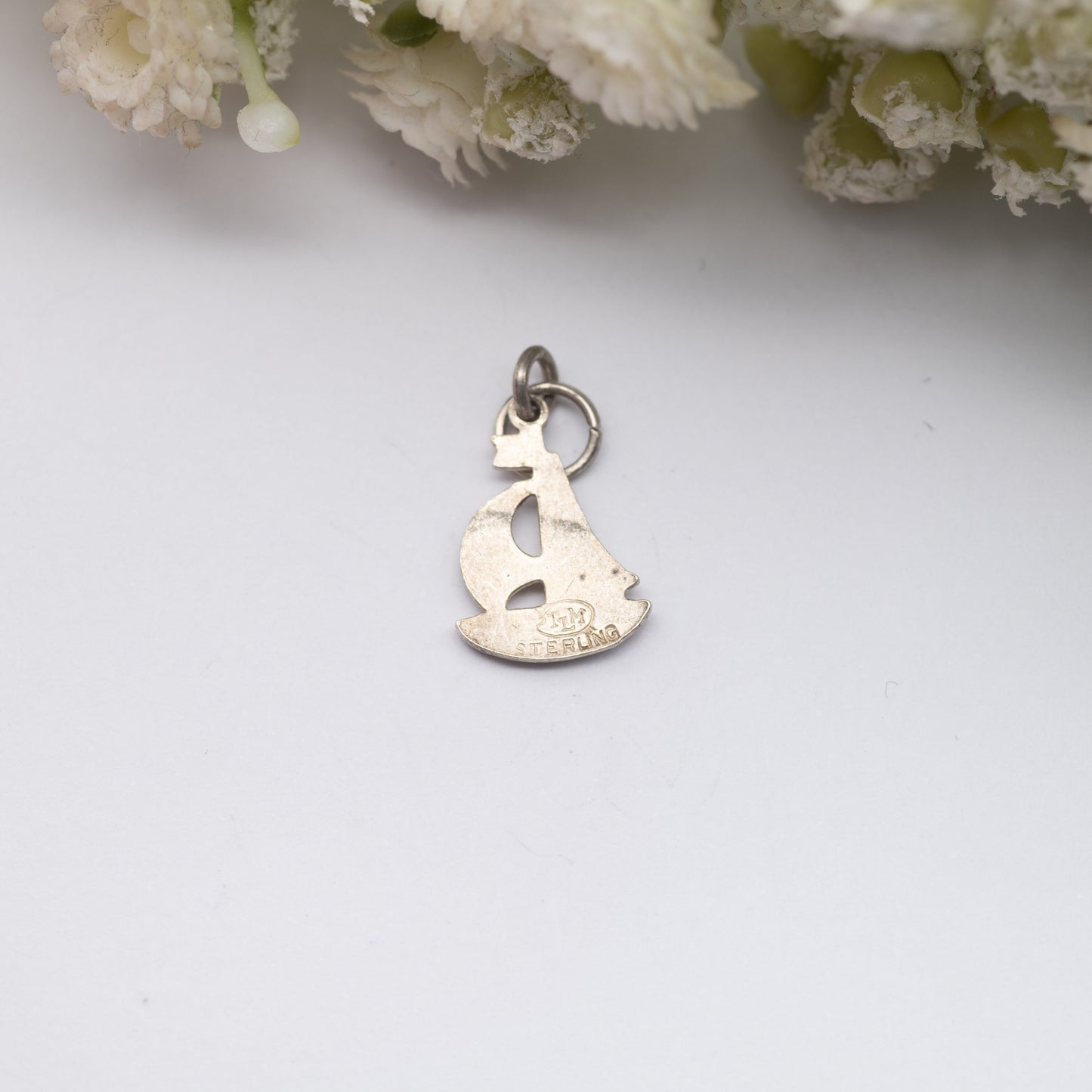 Vintage Sterling Silver TLM Sailing Ship Enamel Charm Pendant - Cute Collectable Boat Charm for Bracelet
