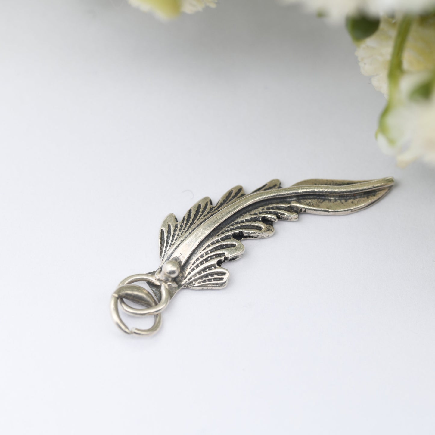 Vintage Navajo Silver Feather Charm Pendant - Spiritual Symbol of Power and Freedom