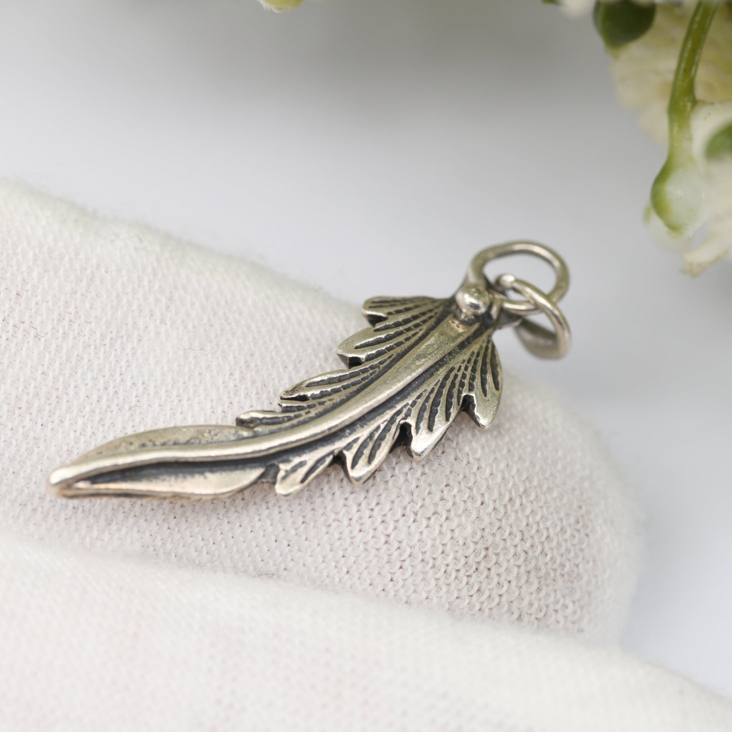 Vintage Navajo Silver Feather Charm Pendant - Spiritual Symbol of Power and Freedom