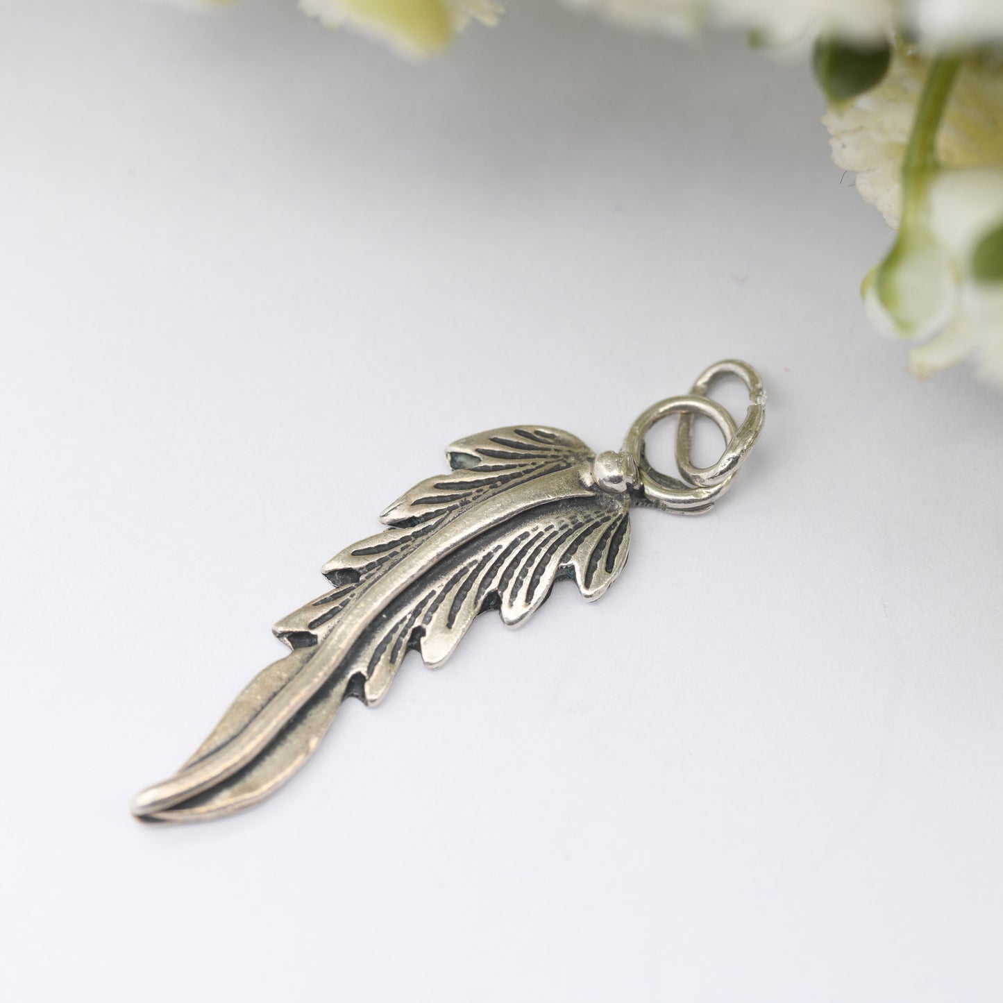 Vintage Navajo Silver Feather Charm Pendant - Spiritual Symbol of Power and Freedom