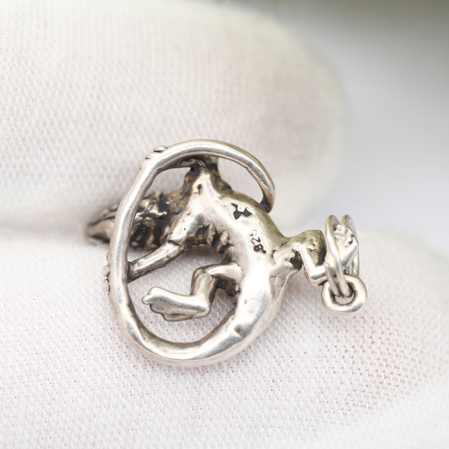Vintage Navajo Sterling Silver Iguana Lizard Charm Pendant - Signed with Shop Mark | Curled Chameleon Bearded Dragon | Realistic Animal