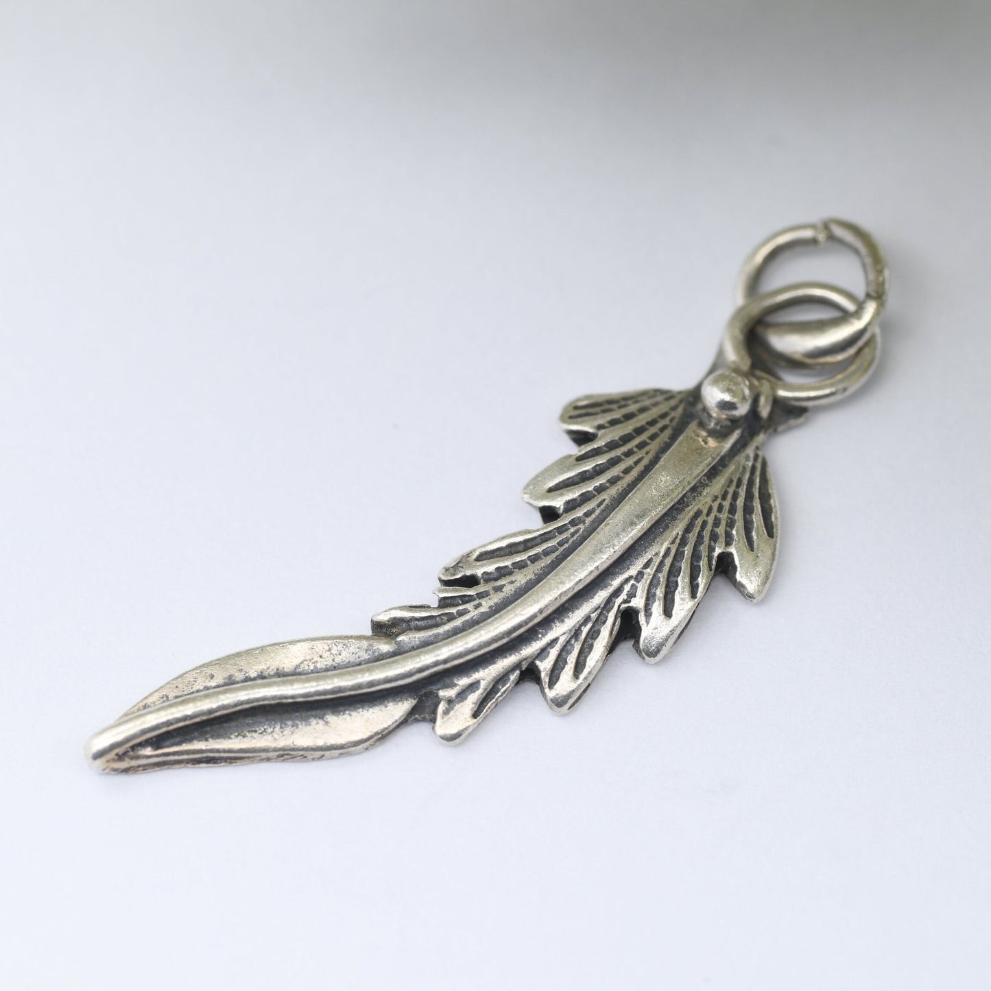 Vintage Navajo Silver Feather Charm Pendant - Spiritual Symbol of Power and Freedom