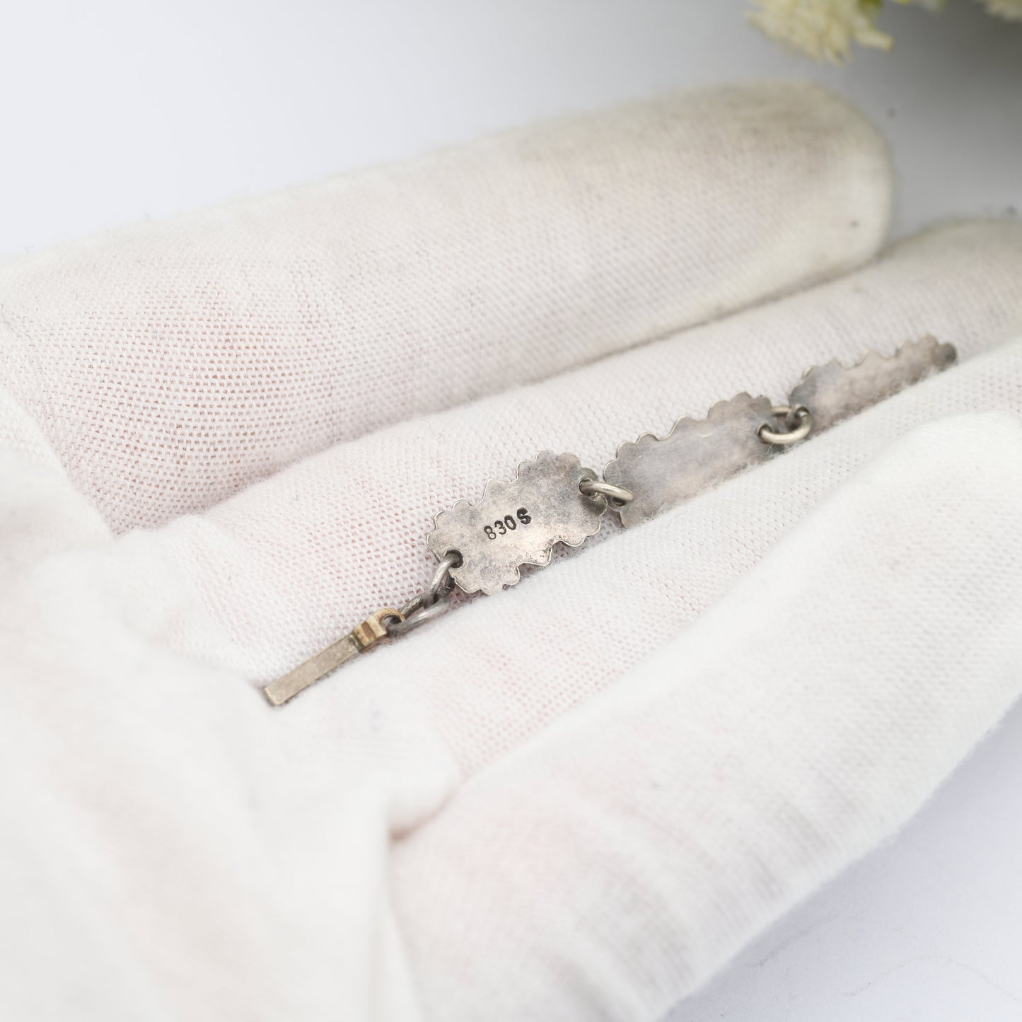 Vintage 830s Scandinavian Guilloche Enamel Bracelet - 1930s 1940s | Yellow Enamel | 830 Silver