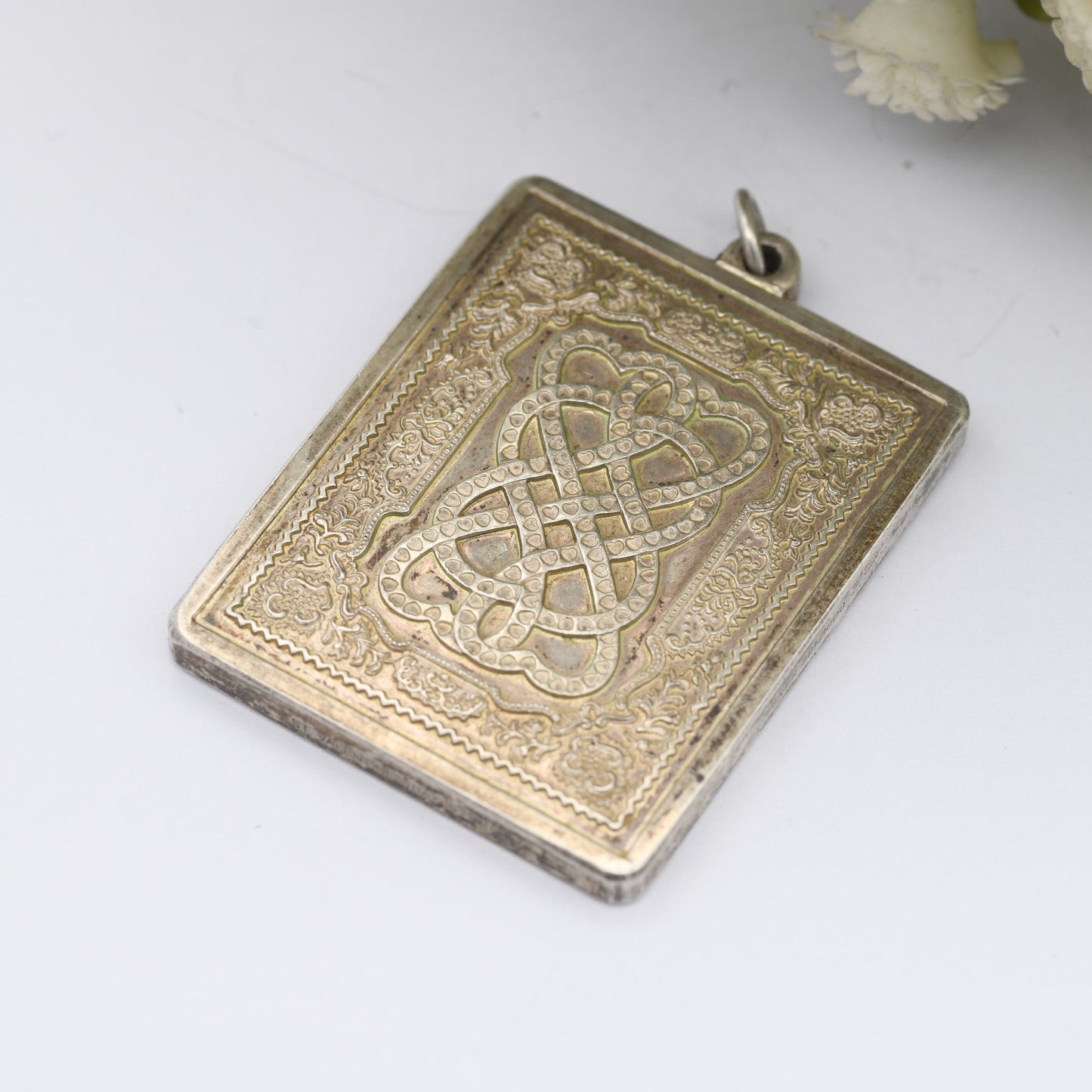 Vintage John Pinches 1977 Sterling Silver Valentine's Day Pendant Medal - Twisted Crossed Hearts Design | Wearable Silver Ingot