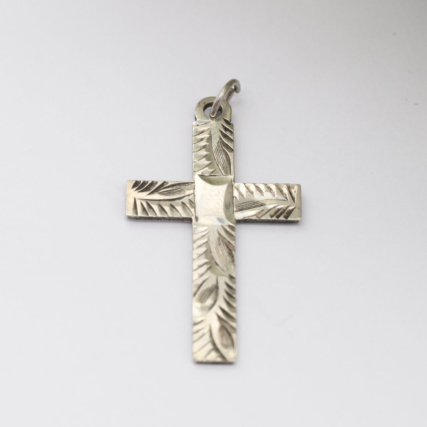 Vintage Sterling Silver Cross Pendant with Engraved Design