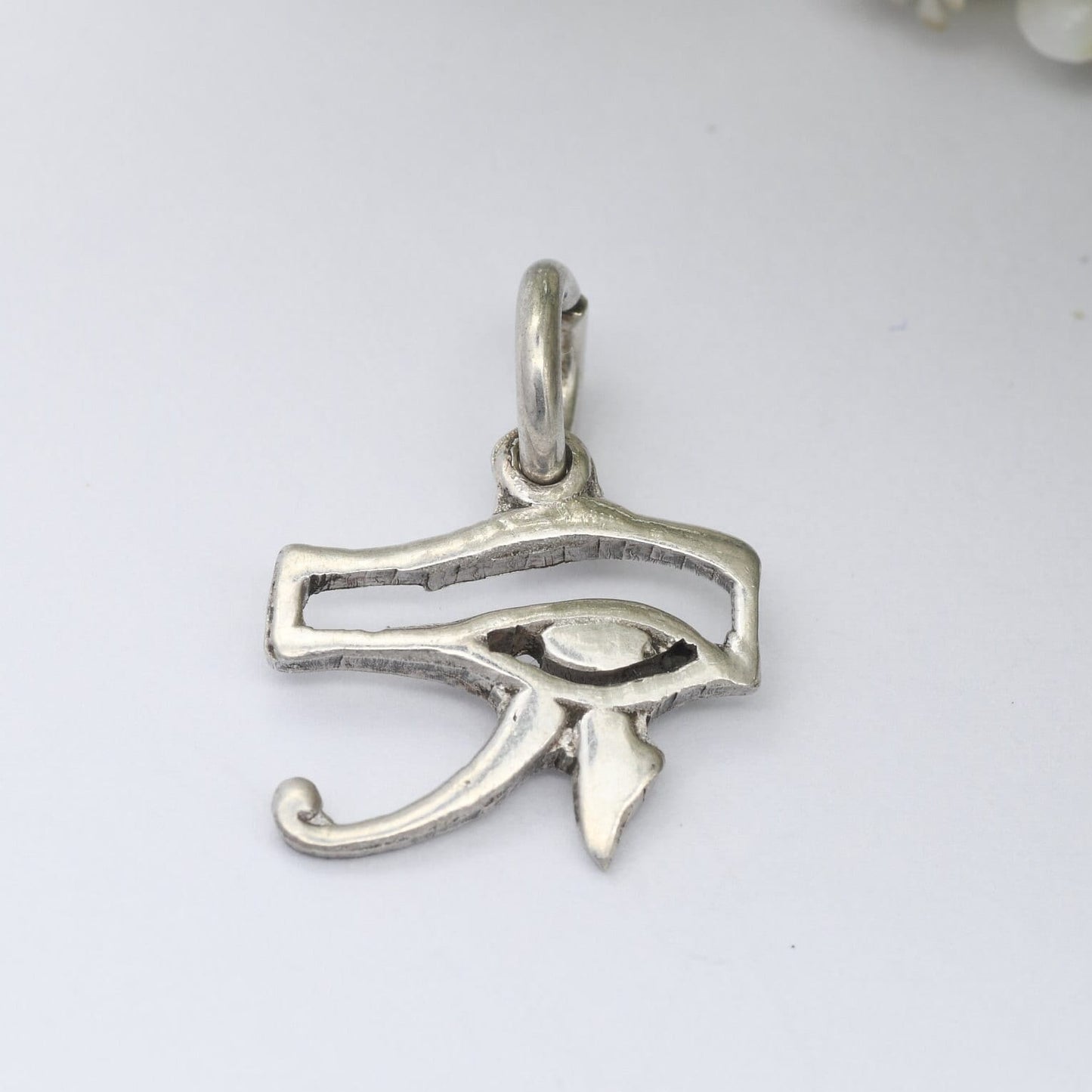 Vintage Egyptian Silver Eye of Horus Eye of Ra Pendant - Openwork Design | 800 Silver