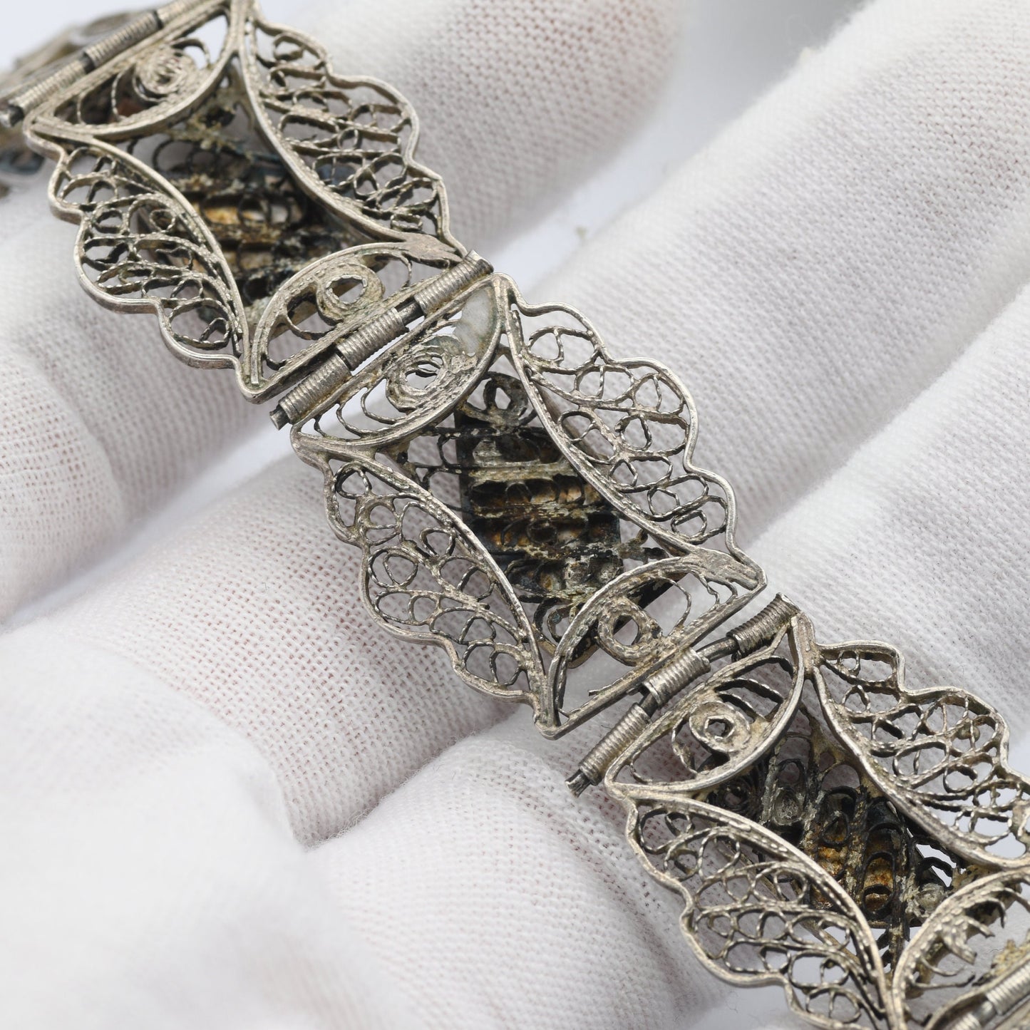 Vintage Egyptian Filigree Panel Bracelet - Pyramids Egypt Souvenir | Ancient History Gift | Rose Gold Plating | Silver Tone