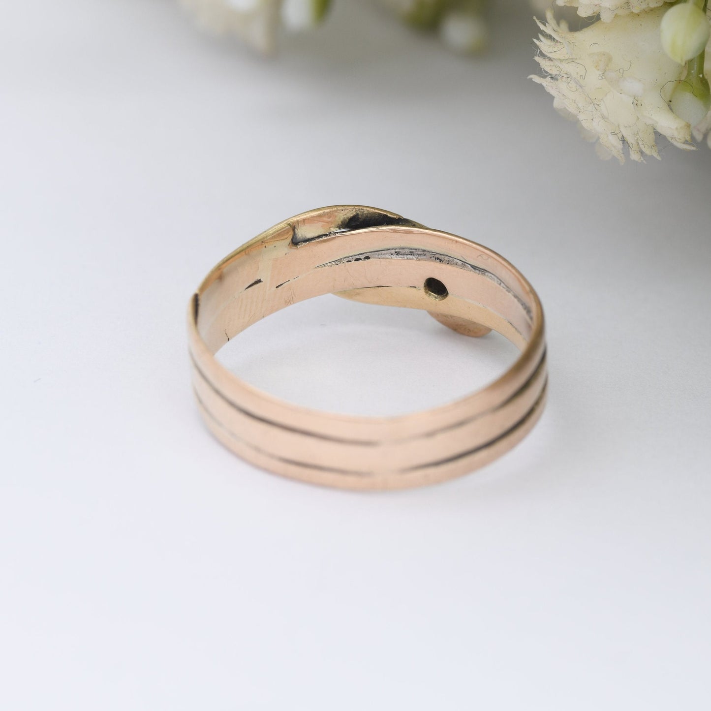 Antique 18ct Gold Diamond Snake Ring - Victorian Coiled Snake Band | Unusual Unisex Engagement | UK Size - T | US Size - 9 3/4