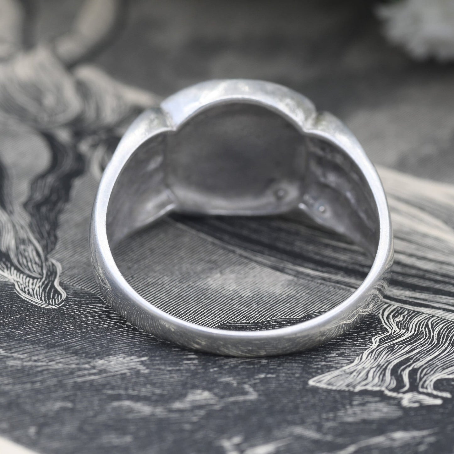 Vintage Sterling Silver Mid-Century Signet - Large Chunky Unisex Silver Band | Blank Face | UK Size - Y | US Size - 12