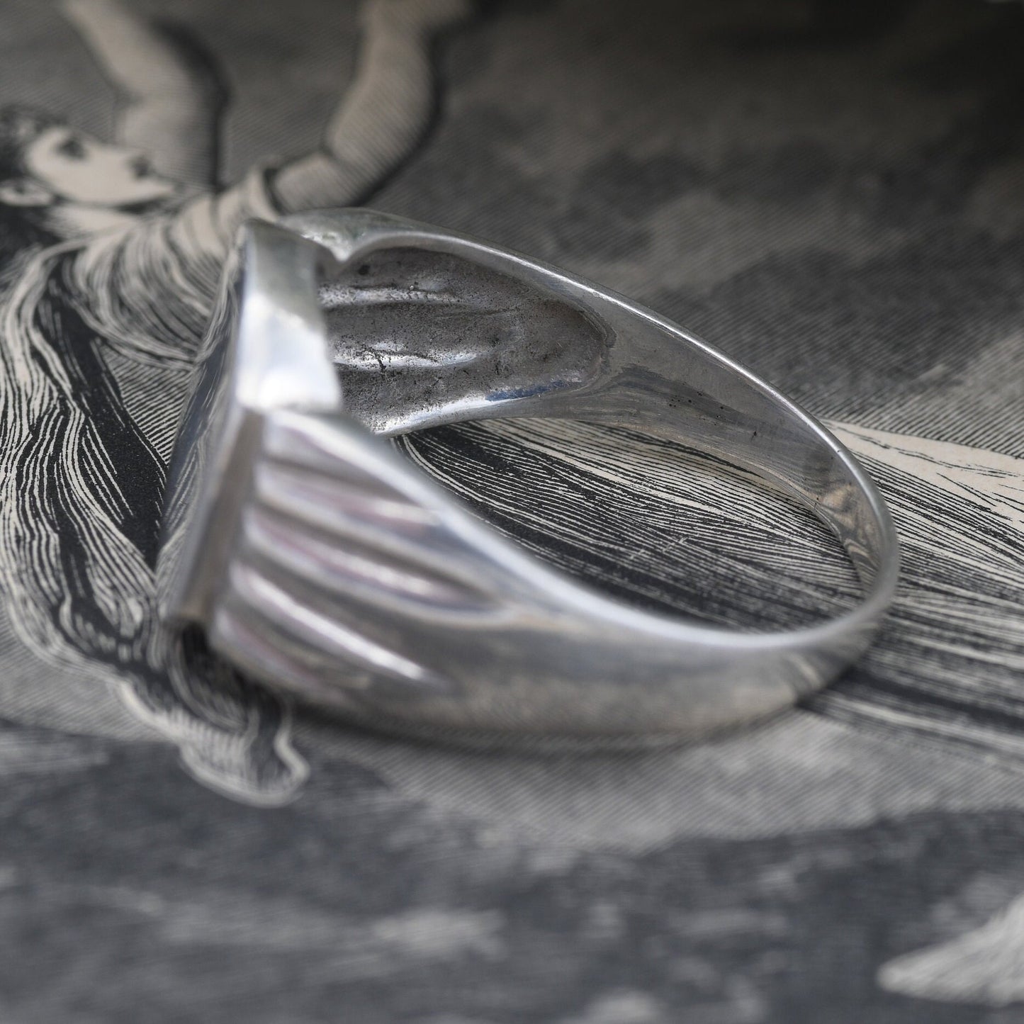 Vintage Sterling Silver Mid-Century Signet - Large Chunky Unisex Silver Band | Blank Face | UK Size - Y | US Size - 12