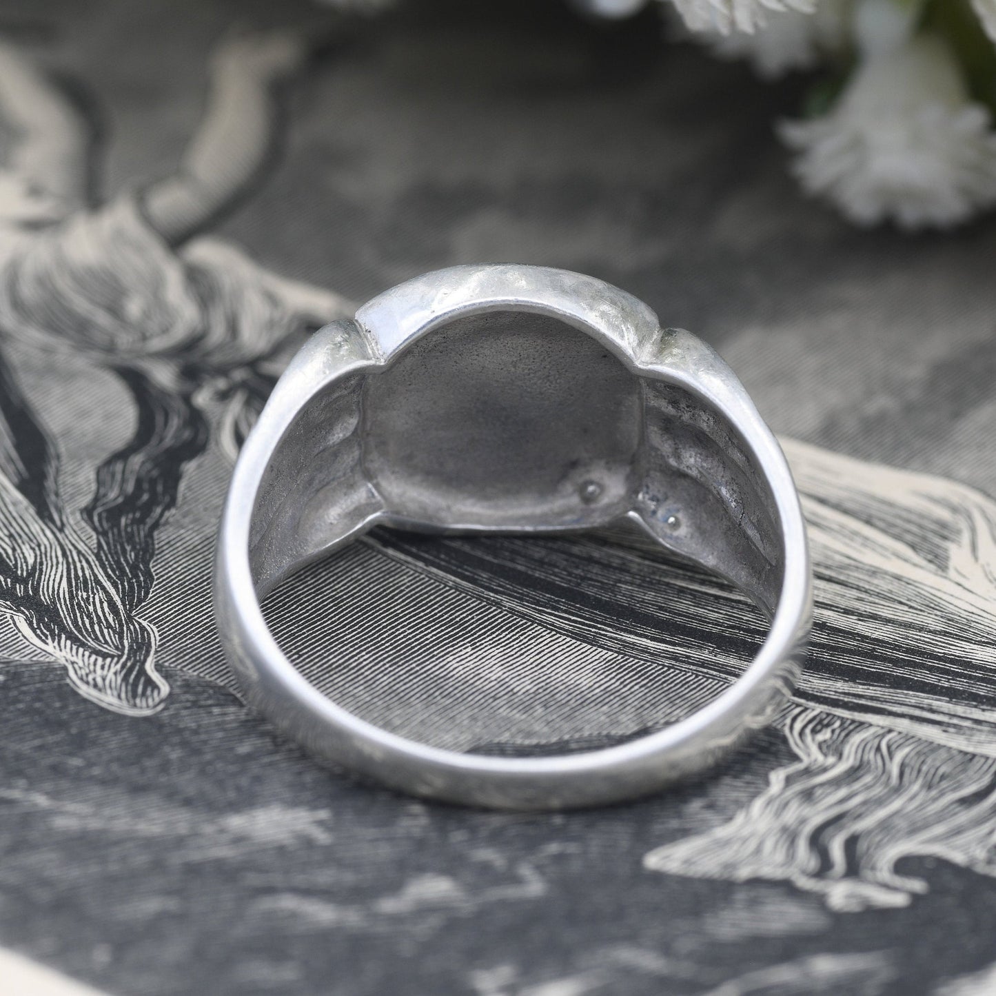 Vintage Sterling Silver Mid-Century Signet - Large Chunky Unisex Silver Band | Blank Face | UK Size - Y | US Size - 12