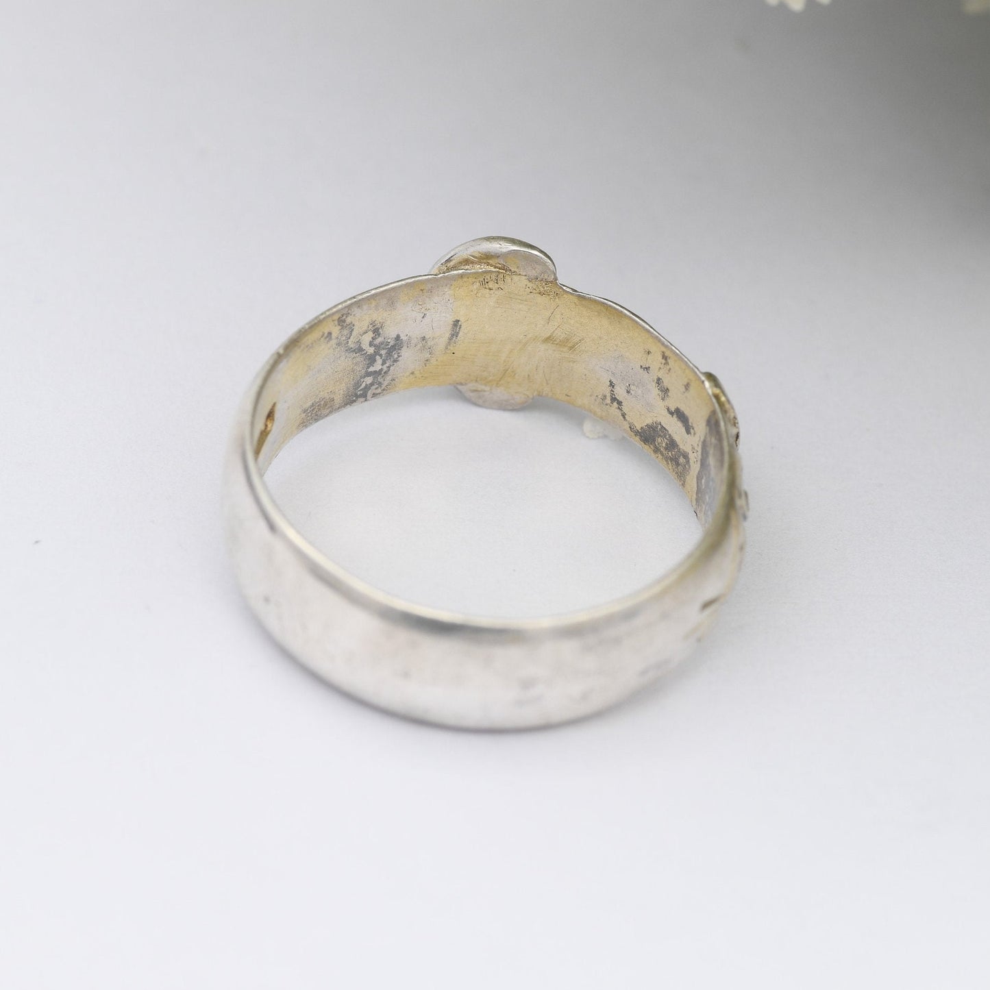 Antique Sterling Silver Buckle Ring 1884 Alfred George Griffiths - Victorian Unisex Band | Ornate Scrolling | UK Size - M | US Size - 6