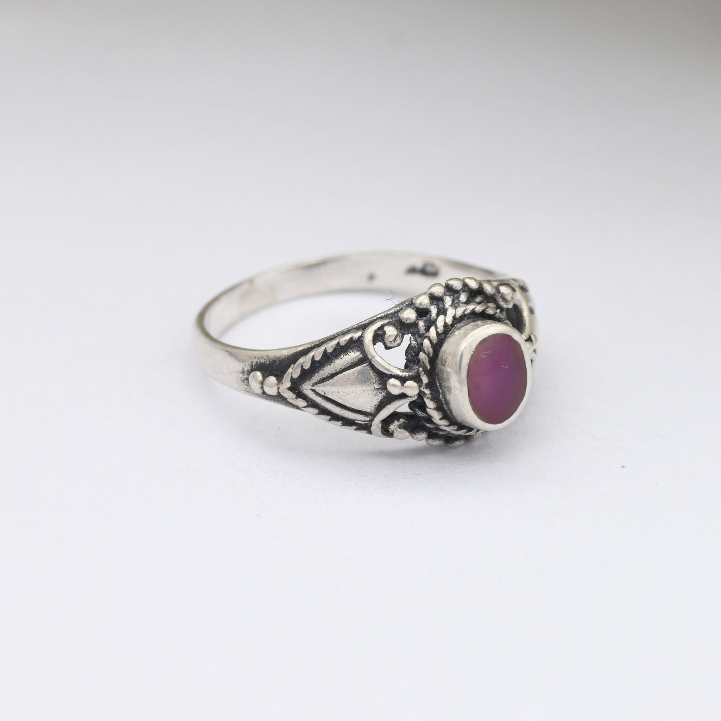 Vintage Sterling Silver Ring with Pink Stone