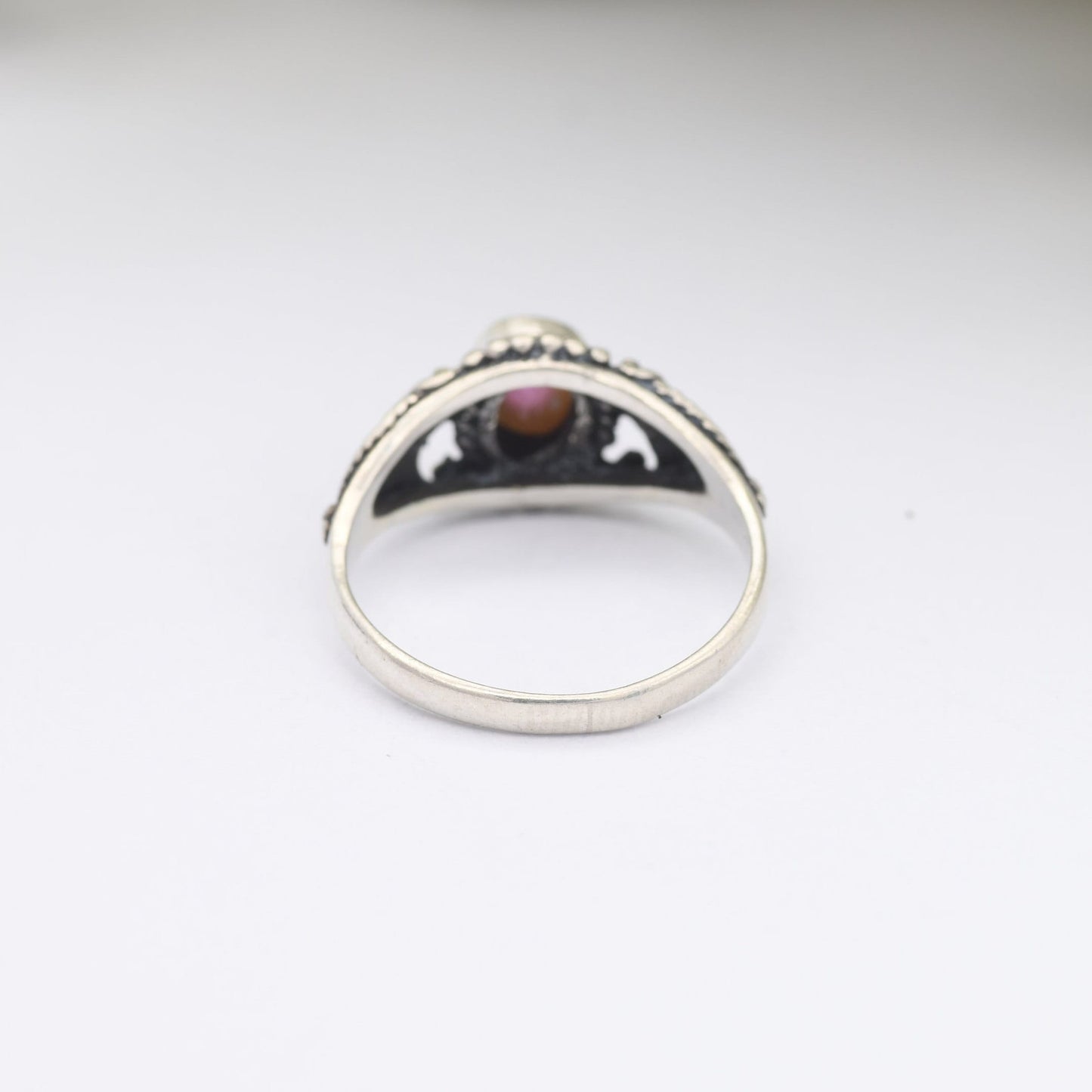 Vintage Sterling Silver Ring with Pink Stone