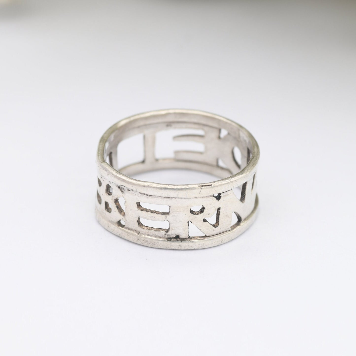 Vintage Sterling Silver Cut Out Name Band Ring Bernadette