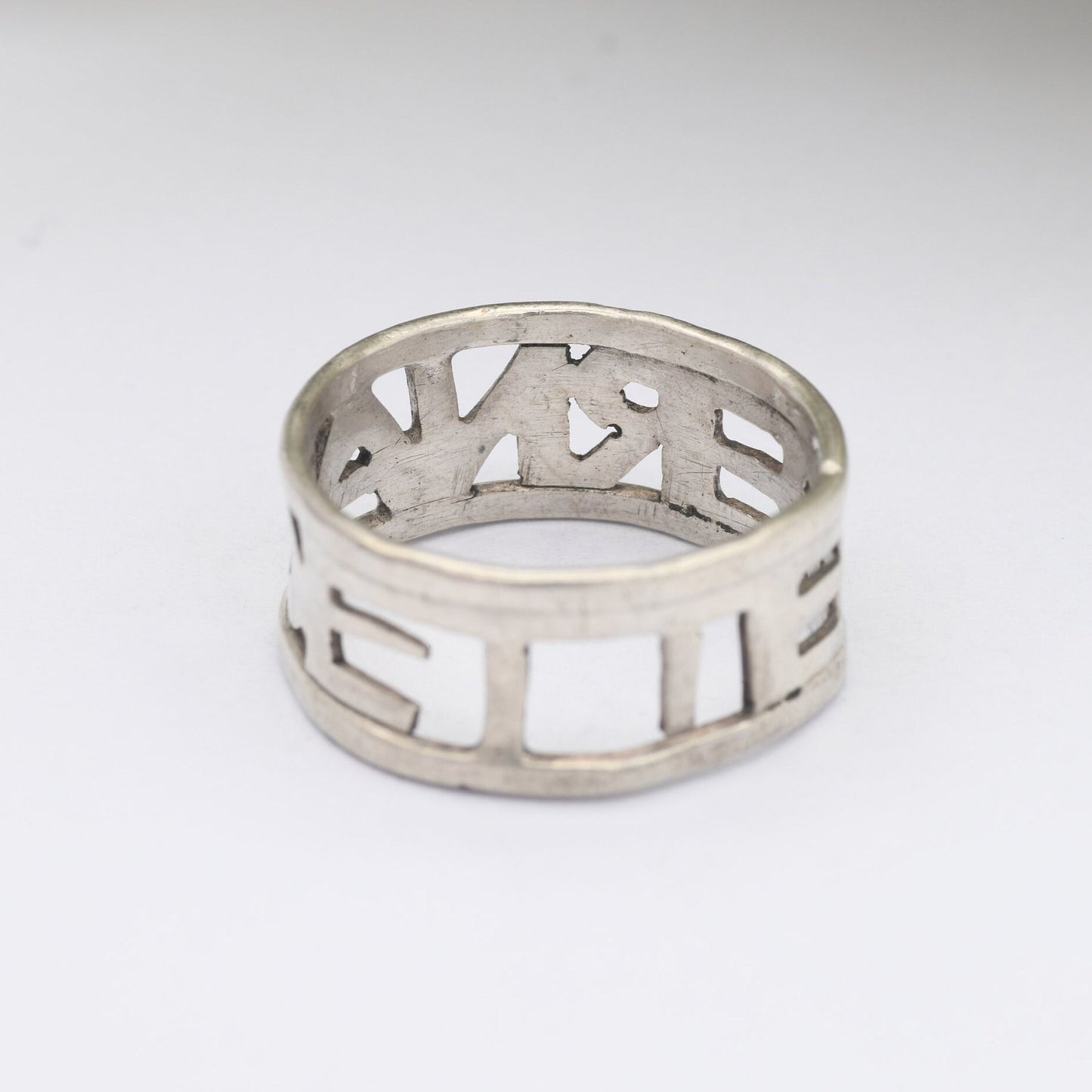 Vintage Sterling Silver Cut Out Name Band Ring Bernadette