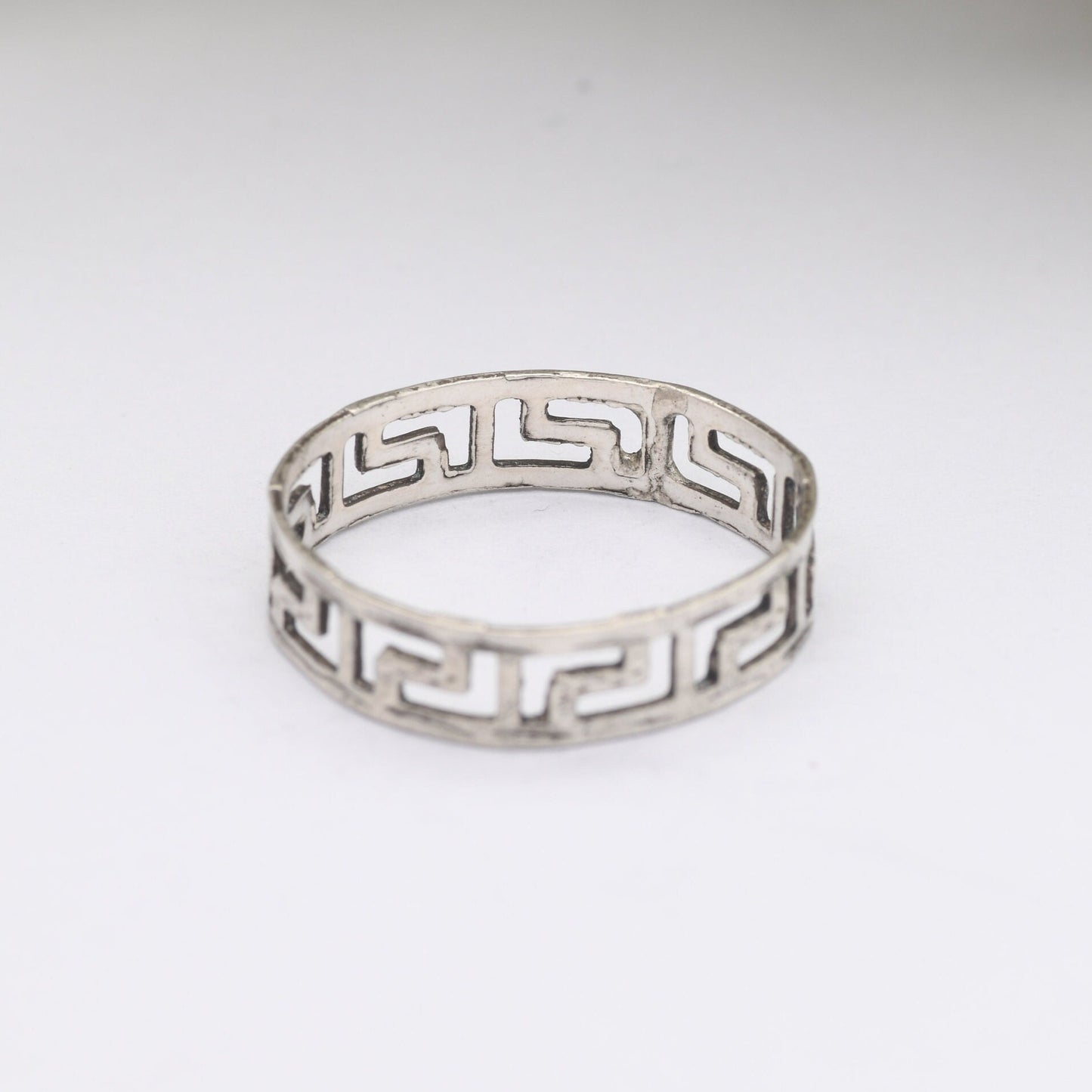 Vintage Sterling Silver Greek Key Band Ring
