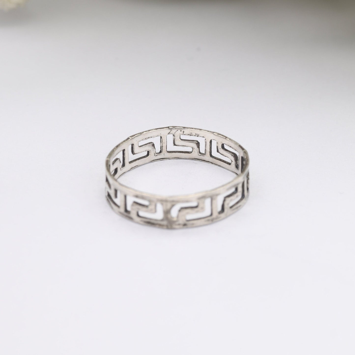 Vintage Sterling Silver Greek Key Band Ring